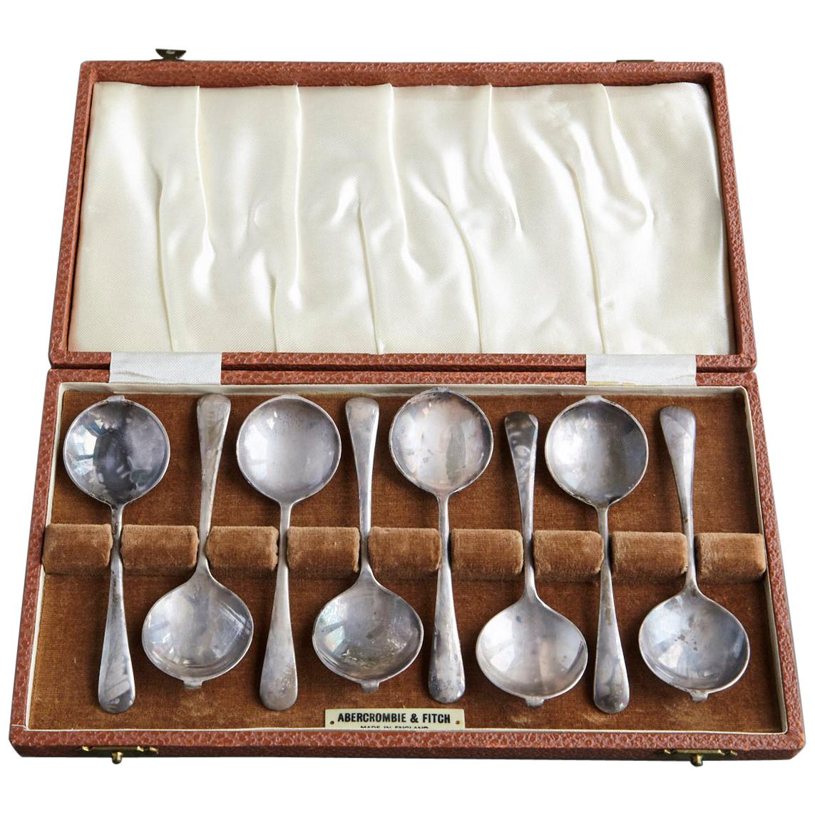 Set of 8 Silver Plated Cafe Diable Spoons, Abercrombie & Fitch England, 1915s
