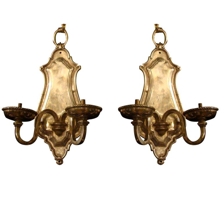 Set of 8 Silverplate Sconces For Sale