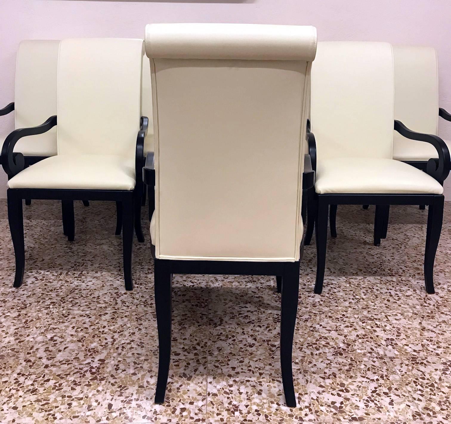 Italian Set of Six Sinuous Art Deco Chairs
