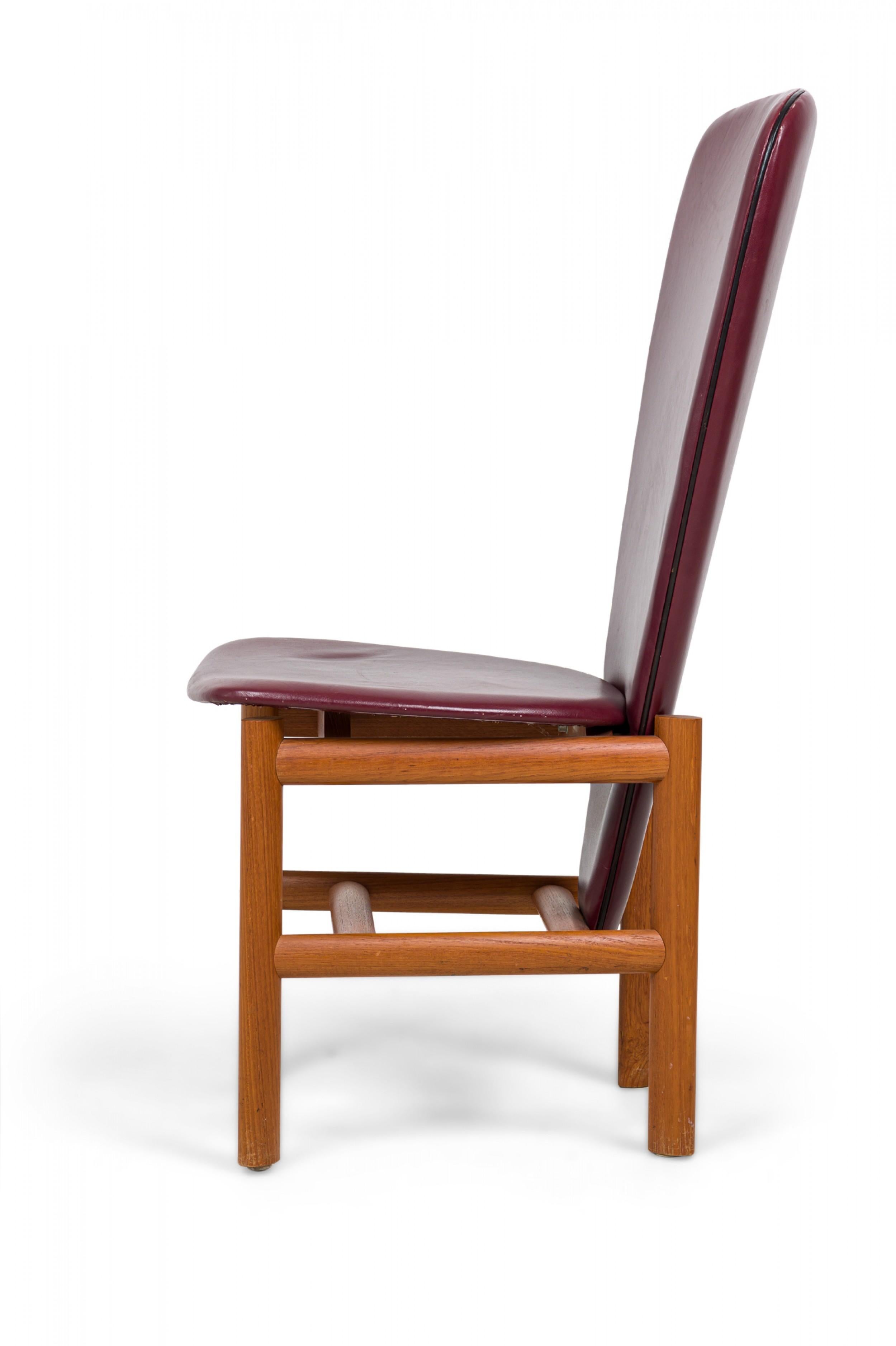 Mid-Century Modern Set of 8 Skovby Møbelfabrik Danish Modern Teak Red Upholstered Dining Chairs For Sale