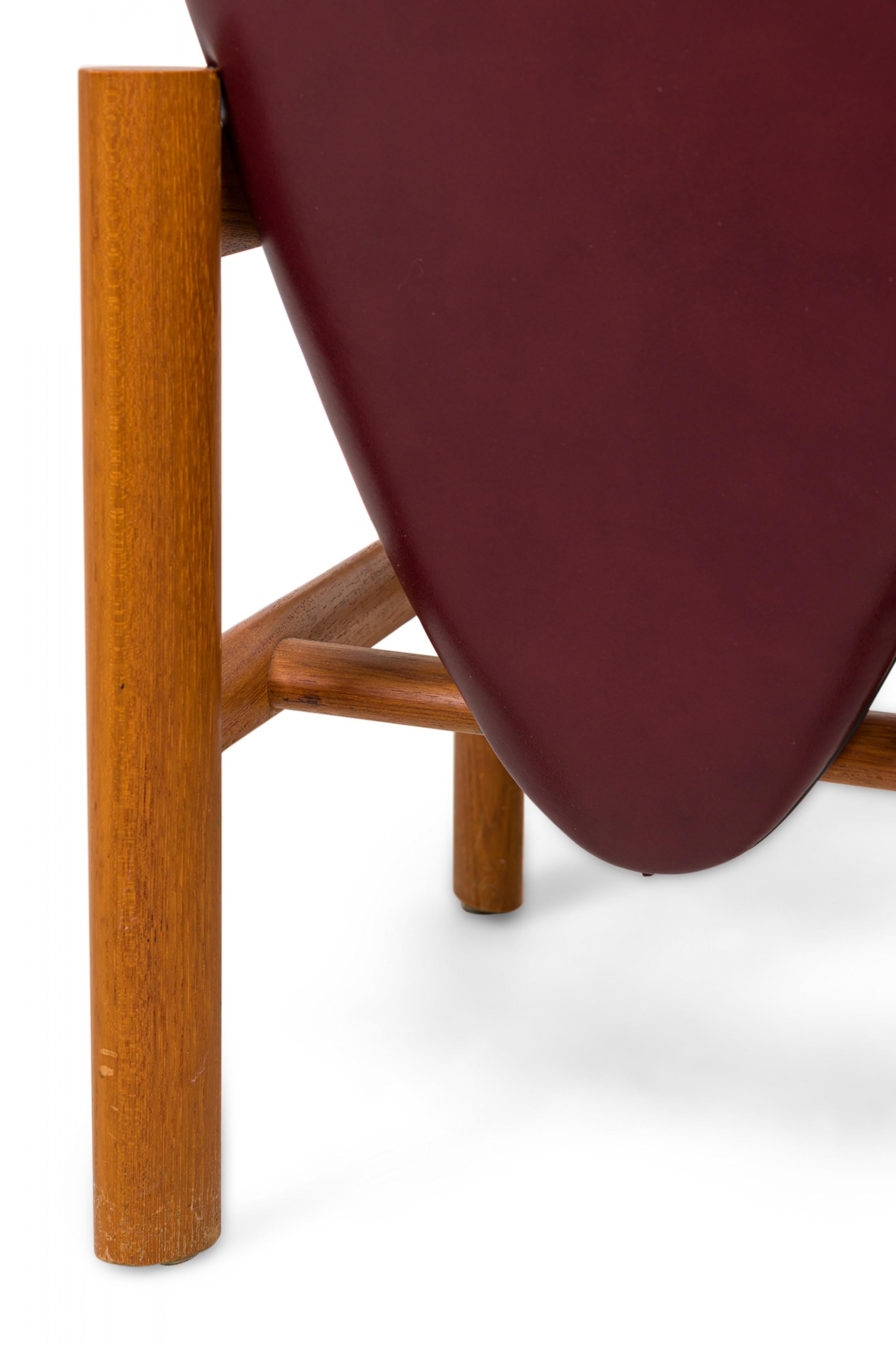 Leather Set of 8 Skovby Møbelfabrik Danish Modern Teak Red Upholstered Dining Chairs For Sale