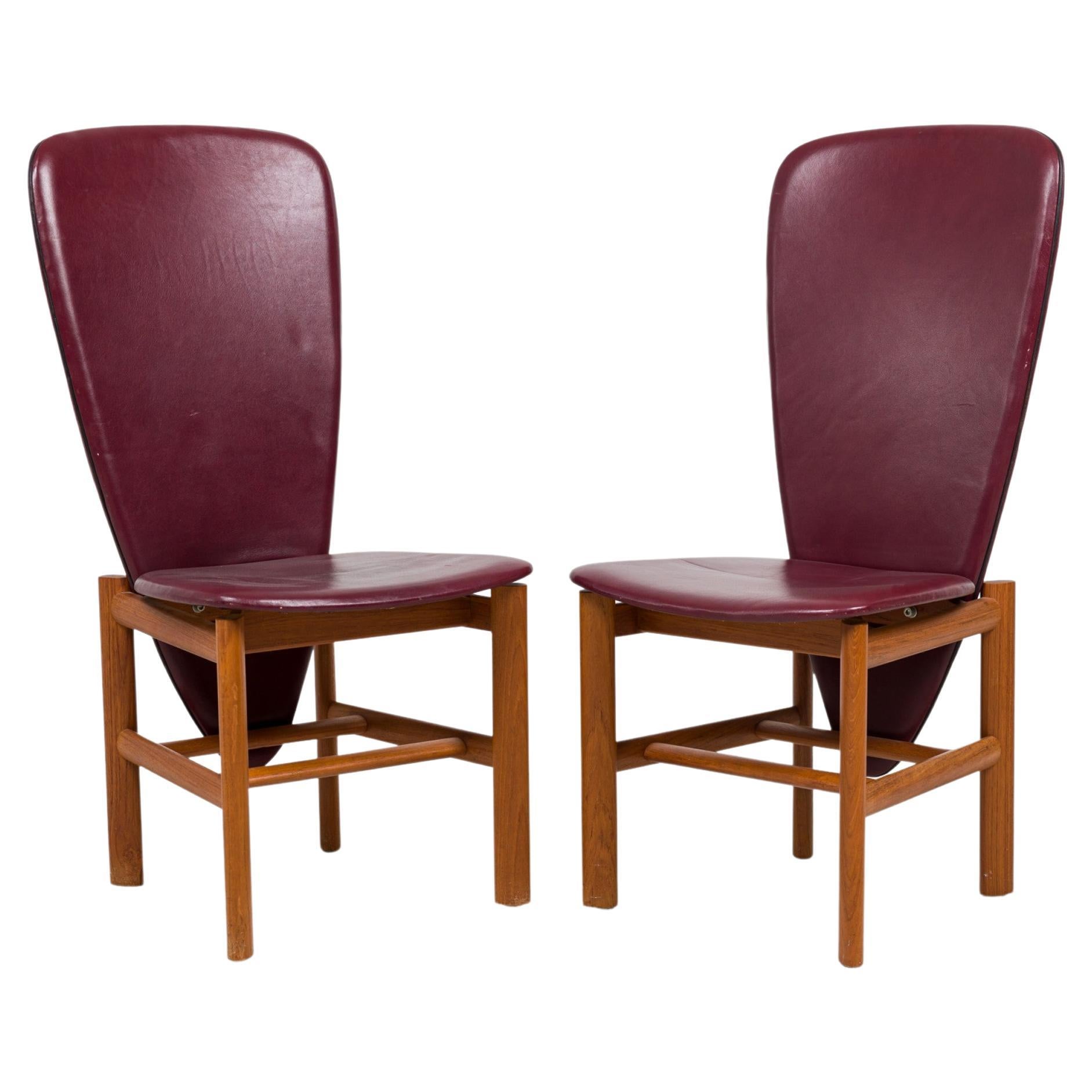 Set of 8 Skovby Møbelfabrik Danish Modern Teak Red Upholstered Dining Chairs For Sale