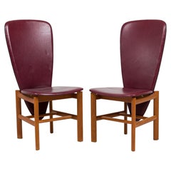 Set of 8 Skovby Møbelfabrik Danish Modern Teak Red Upholstered Dining Chairs