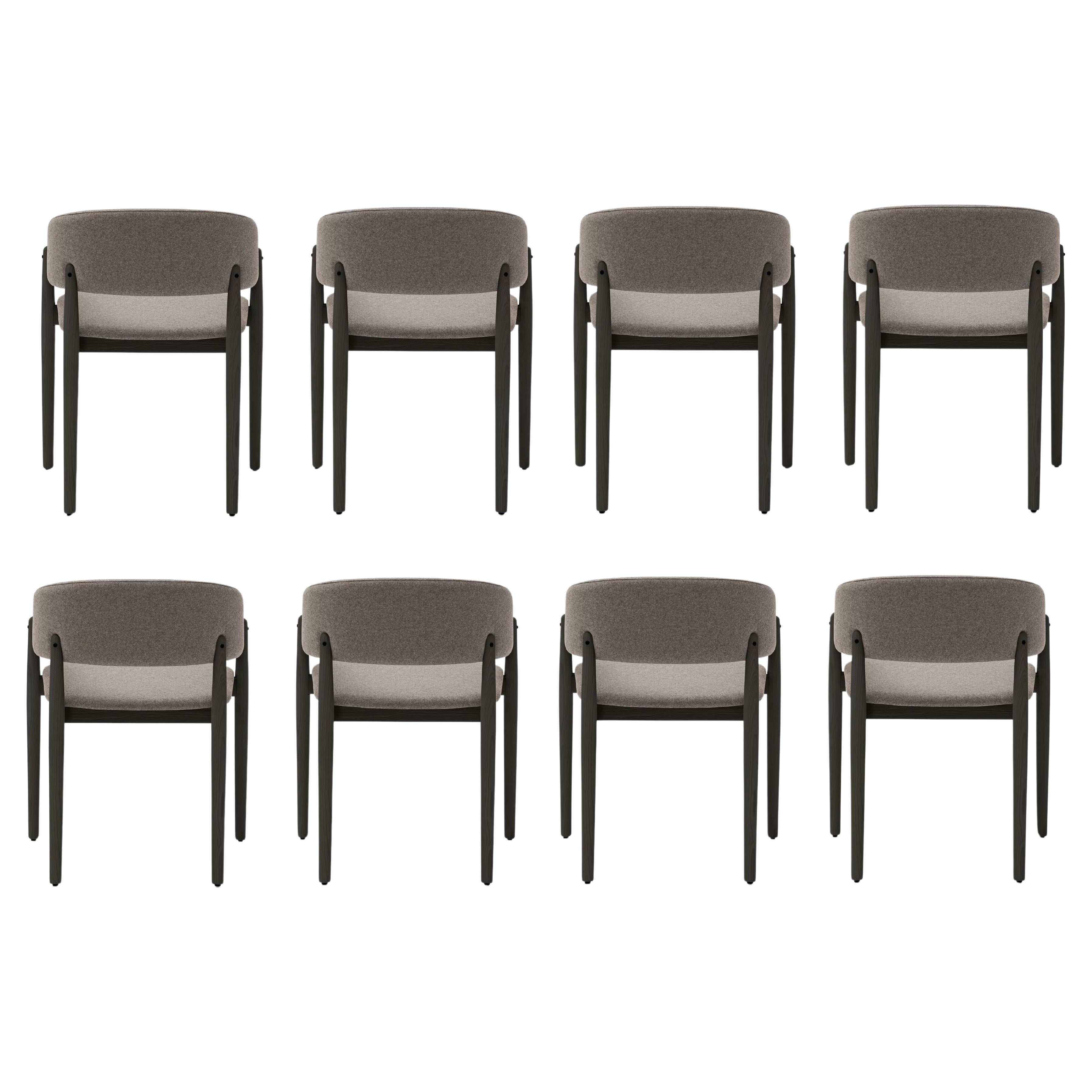 Set Of 8 Slope Dining Chairs Featuring an Ergonomic Backrest