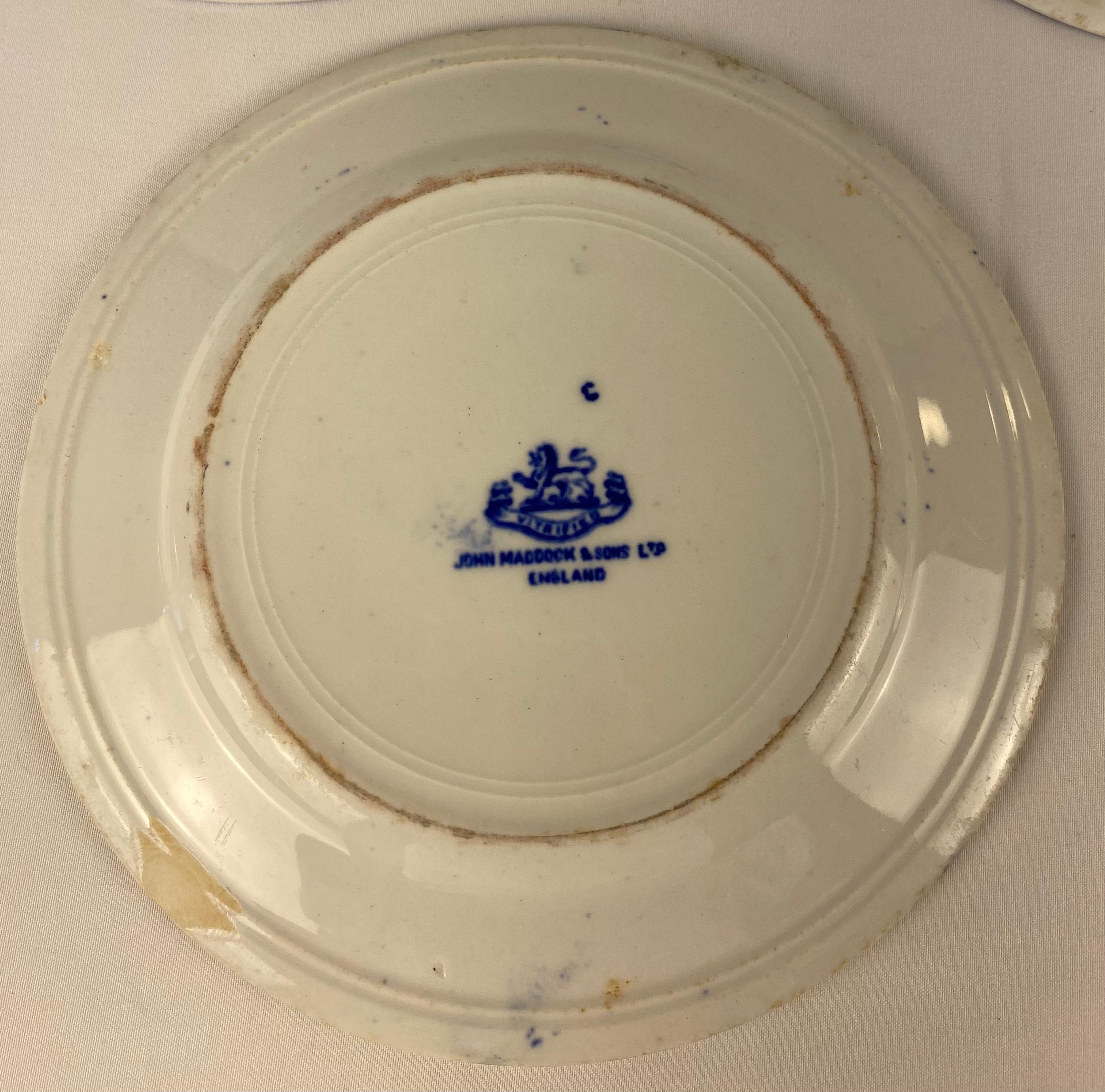 Set of 8 Small English Delft Antique Plates by John Maddock & Sons 2