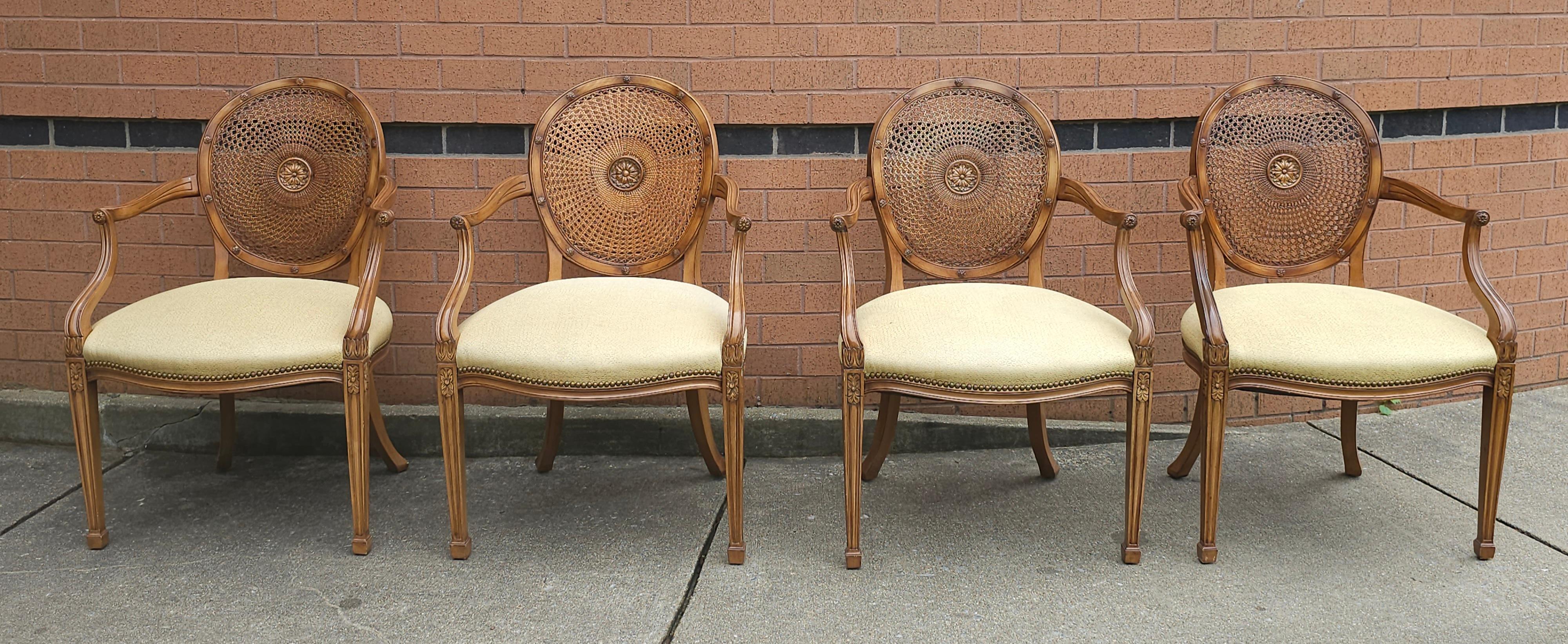 Set of 8 Smith & Watson N Y Louis XVI Caned Back And Upholstered Dining Chairs  For Sale 4