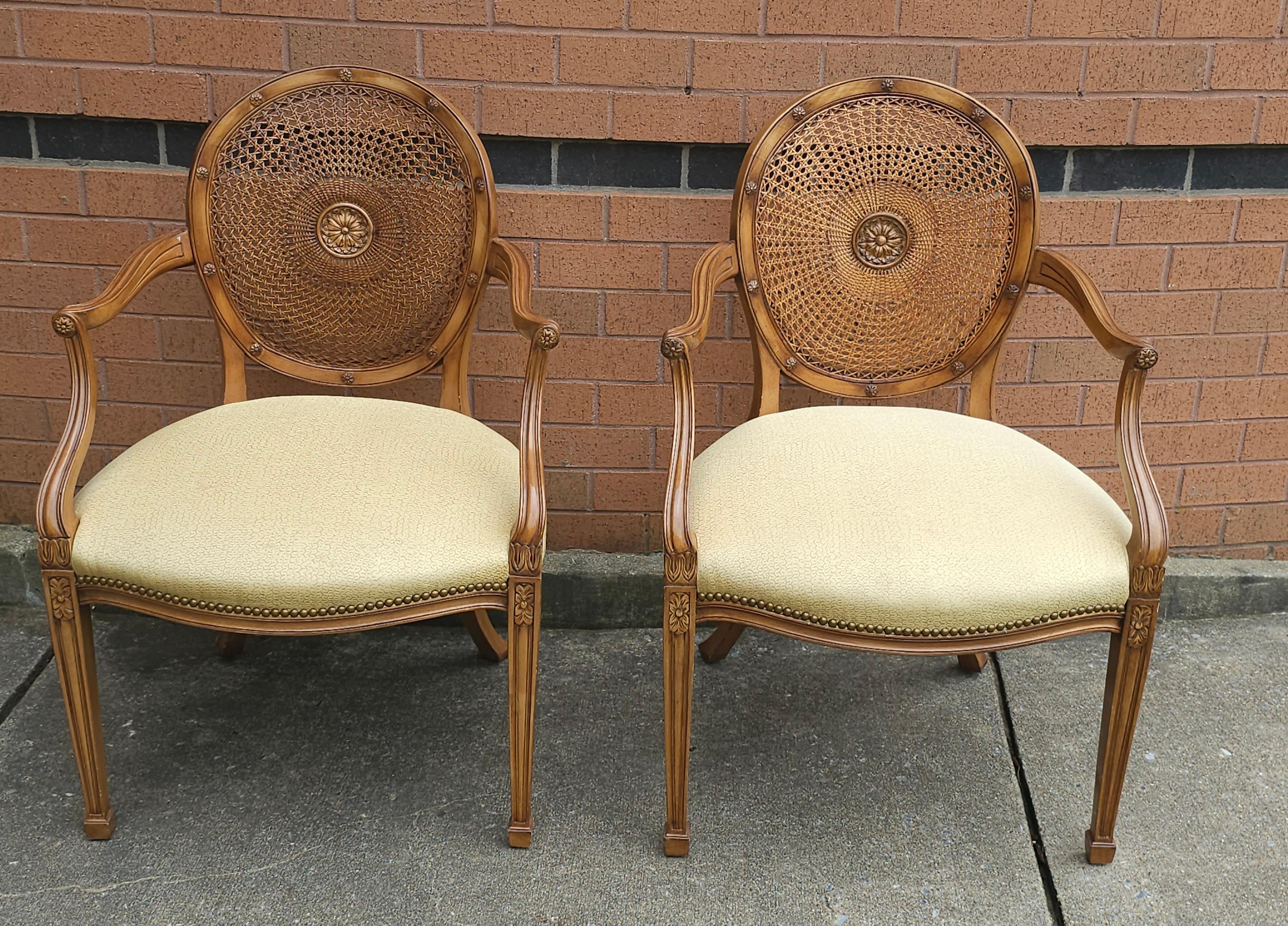 Set of 8 Smith & Watson N Y Louis XVI Caned Back And Upholstered Dining Chairs  In Good Condition For Sale In Germantown, MD