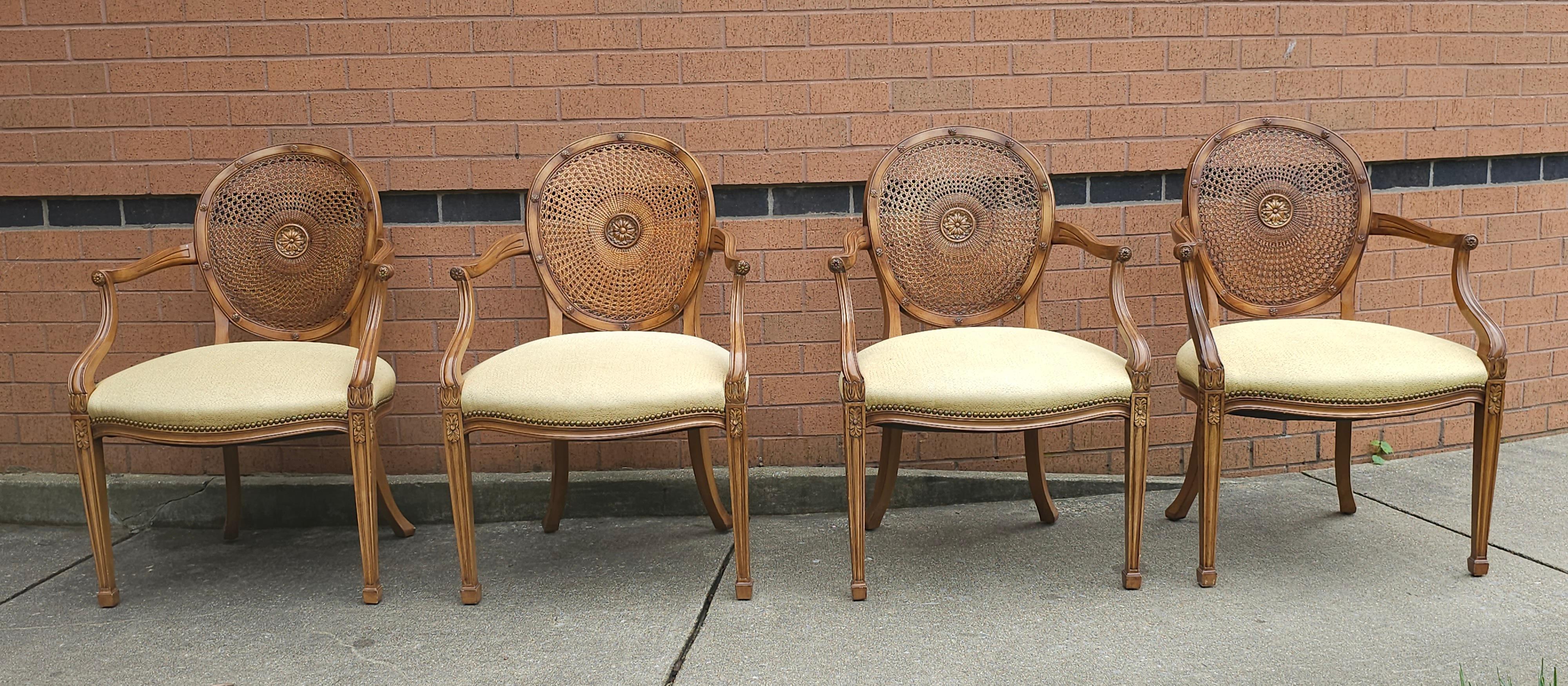 20th Century Set of 8 Smith & Watson N Y Louis XVI Caned Back And Upholstered Dining Chairs  For Sale