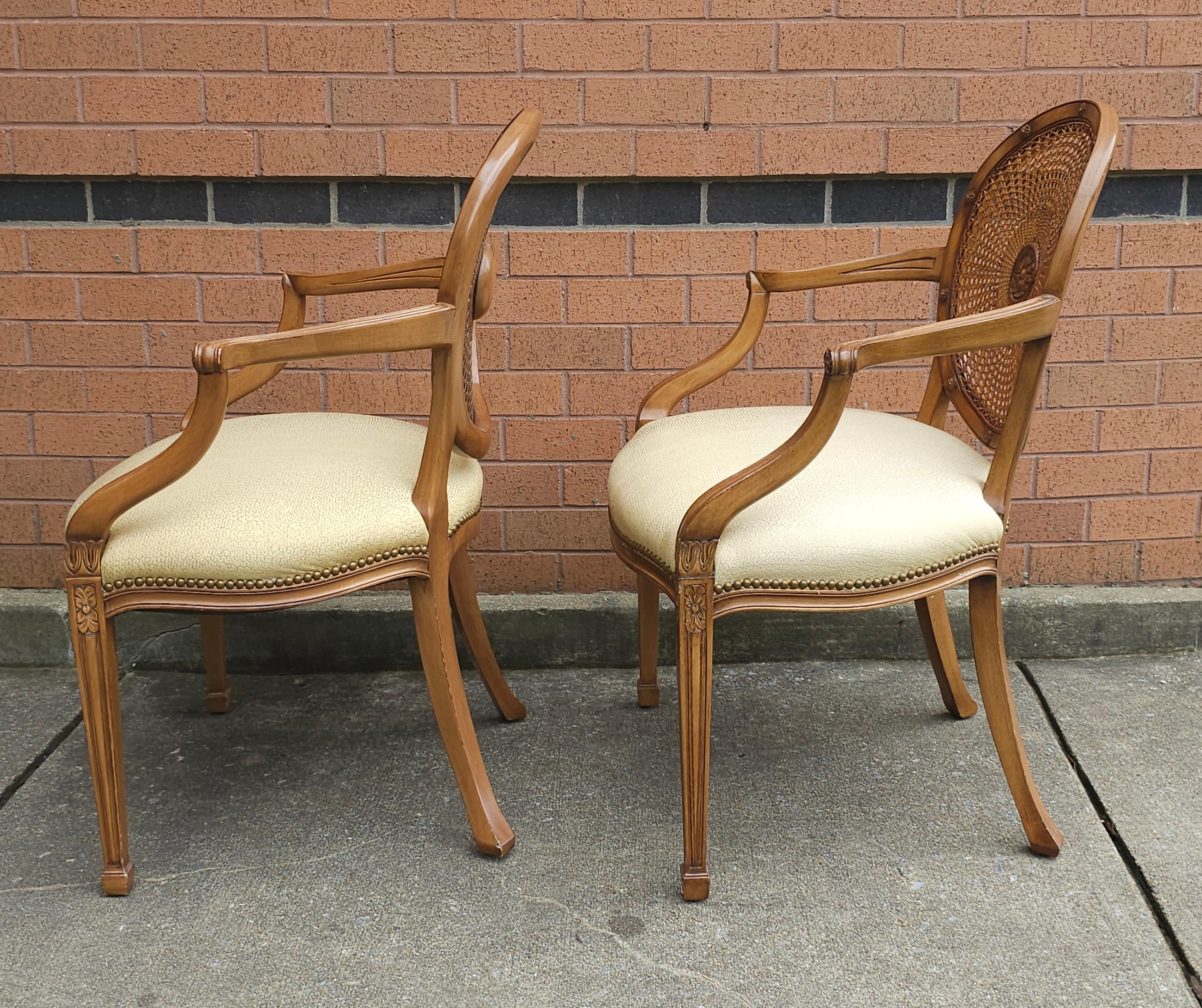 Upholstery Set of 8 Smith & Watson N Y Louis XVI Caned Back And Upholstered Dining Chairs  For Sale