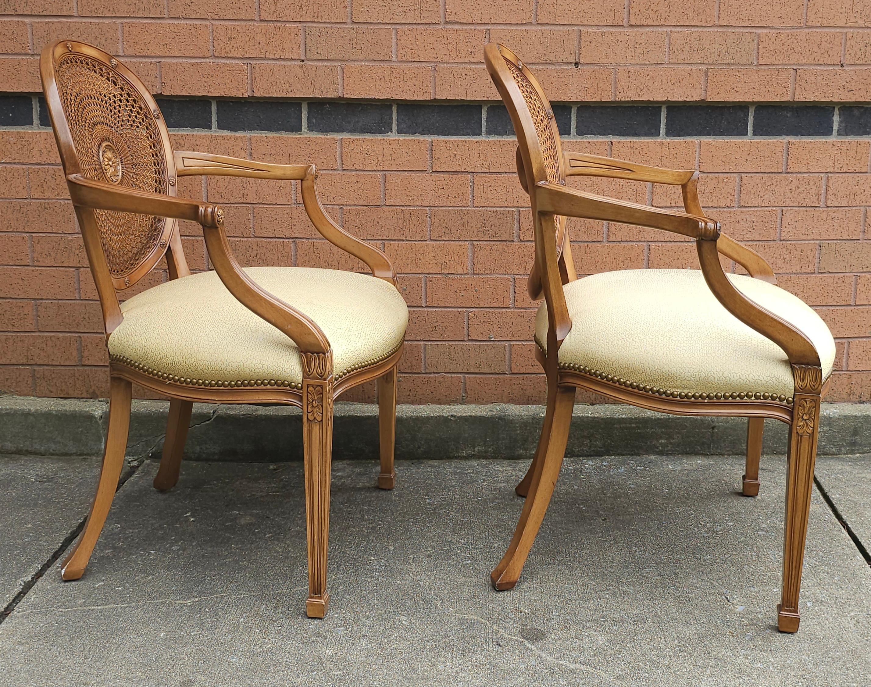 Set of 8 Smith & Watson N Y Louis XVI Caned Back And Upholstered Dining Chairs  For Sale 1