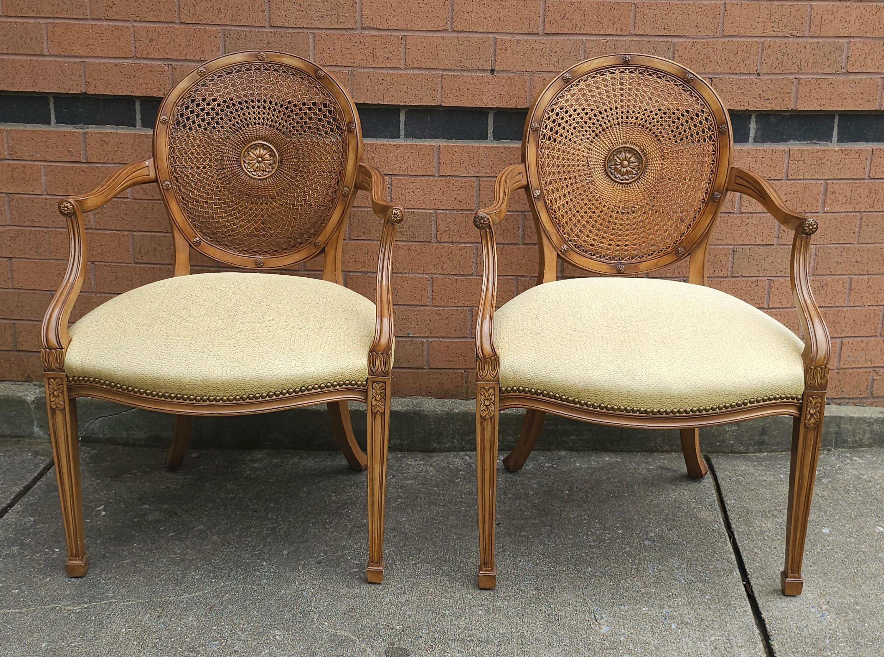 Set of 8 Smith & Watson N Y Louis XVI Caned Back And Upholstered Dining Chairs  For Sale 2