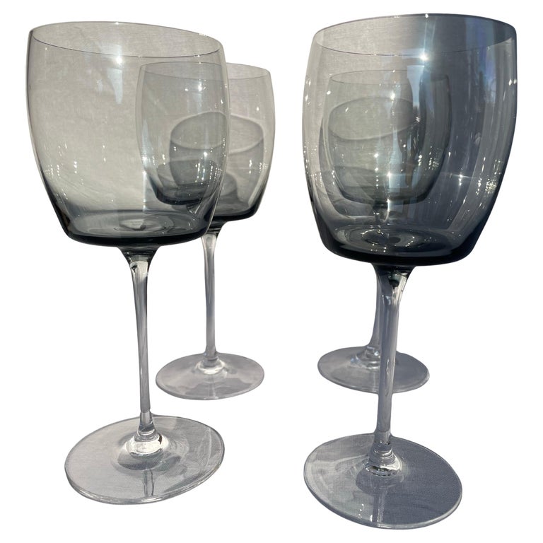Set of 8 Smoked Crystal Spaghetti Stem Wine Glasses- Salzburger,  Mid-Century For Sale at 1stDibs