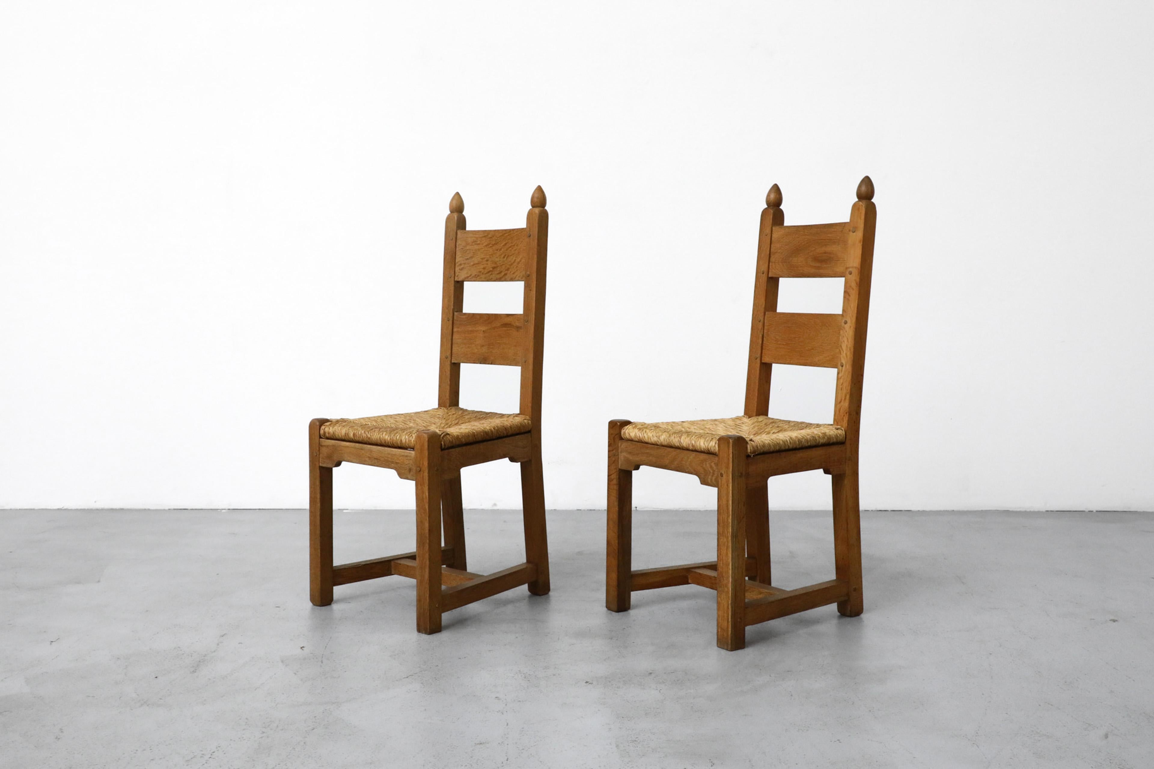 Set of 8 Solid Oak Quaker Style Dining Chairs with Rush Seats 6