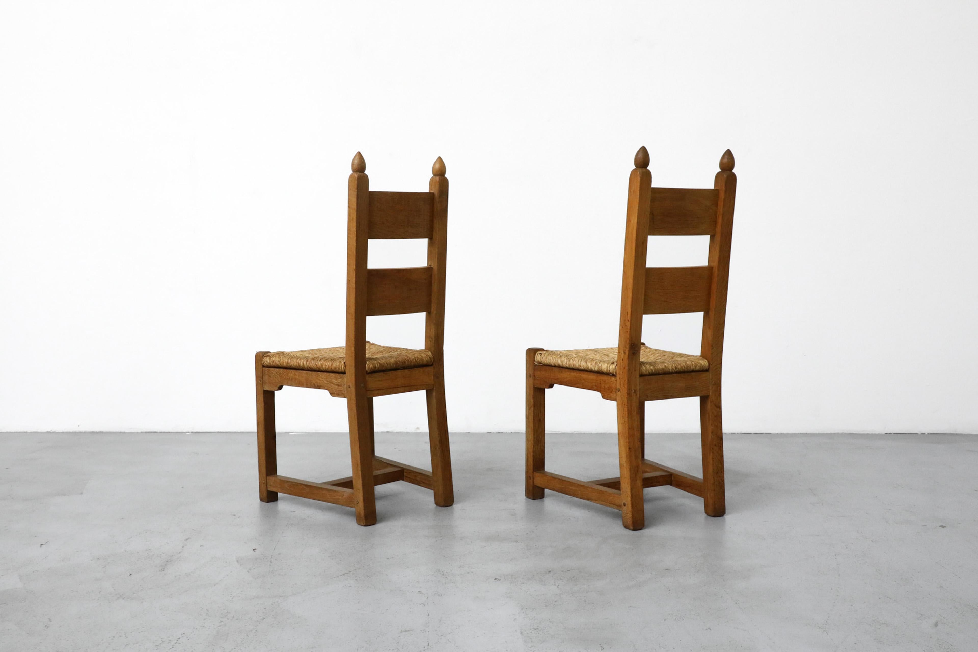 Set of 8 Solid Oak Quaker Style Dining Chairs with Rush Seats 8