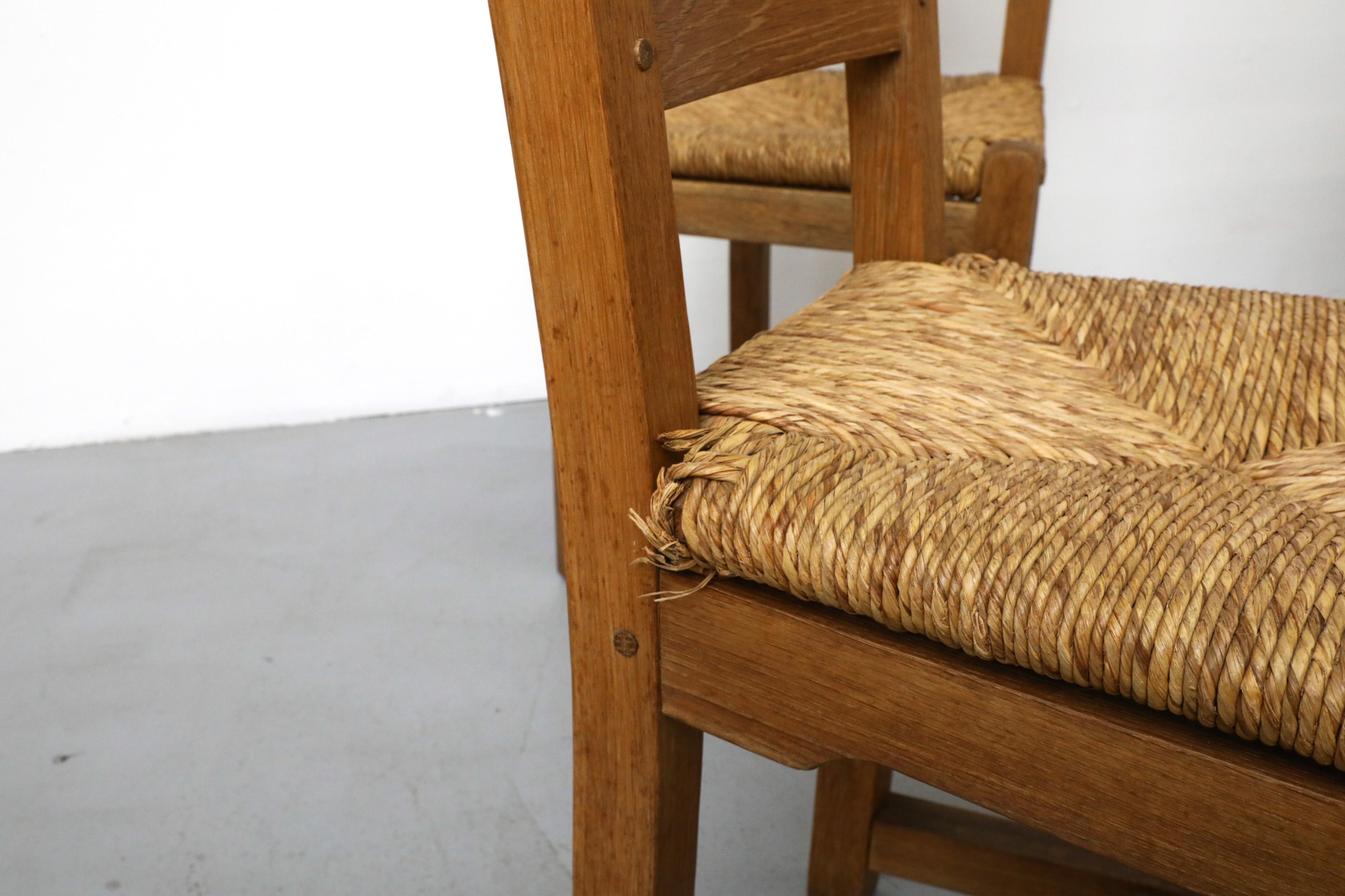 Set of 8 Solid Oak Quaker Style Dining Chairs with Rush Seats 13