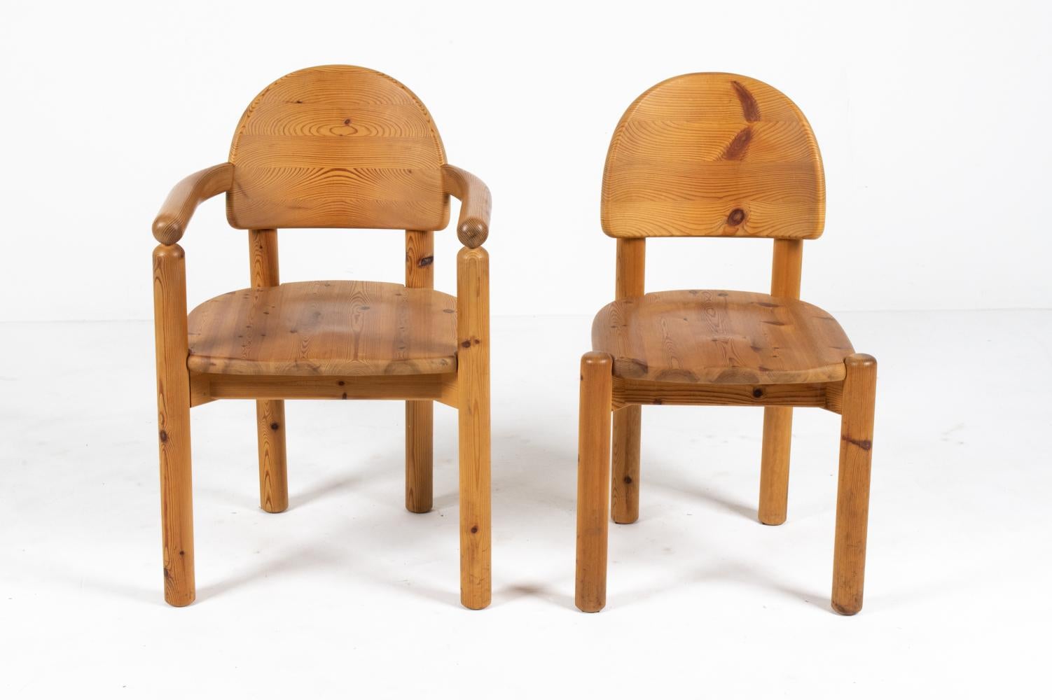 Danois Lot de 8 chaises de salle à manger en pin massif de Rainer Daumiller pour Hirtshals Sawmill en vente