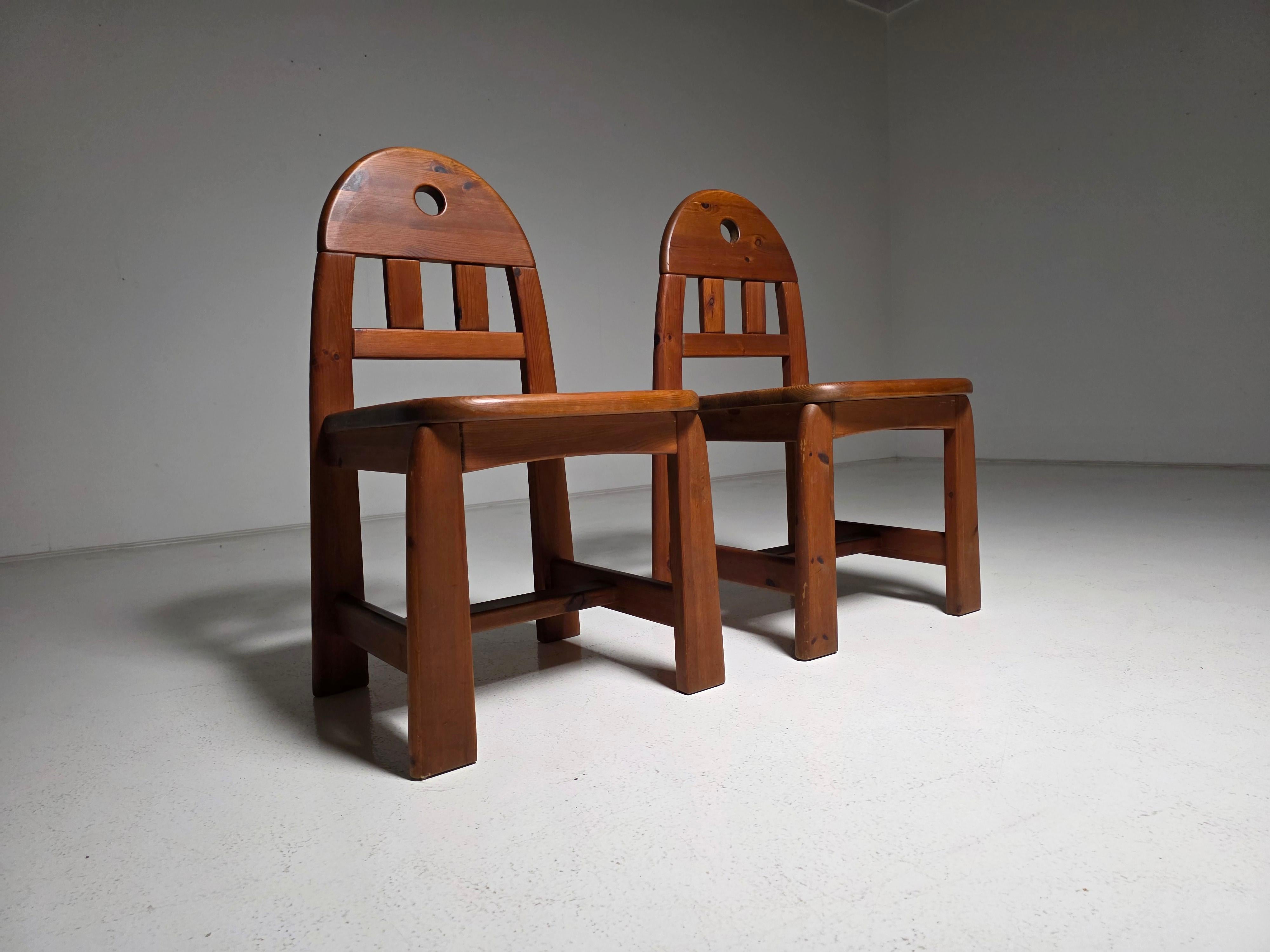 Set di 8 sedie da pranzo in legno di pino massiccio di Wasa Mobel Germania, anni '70 in vendita 15