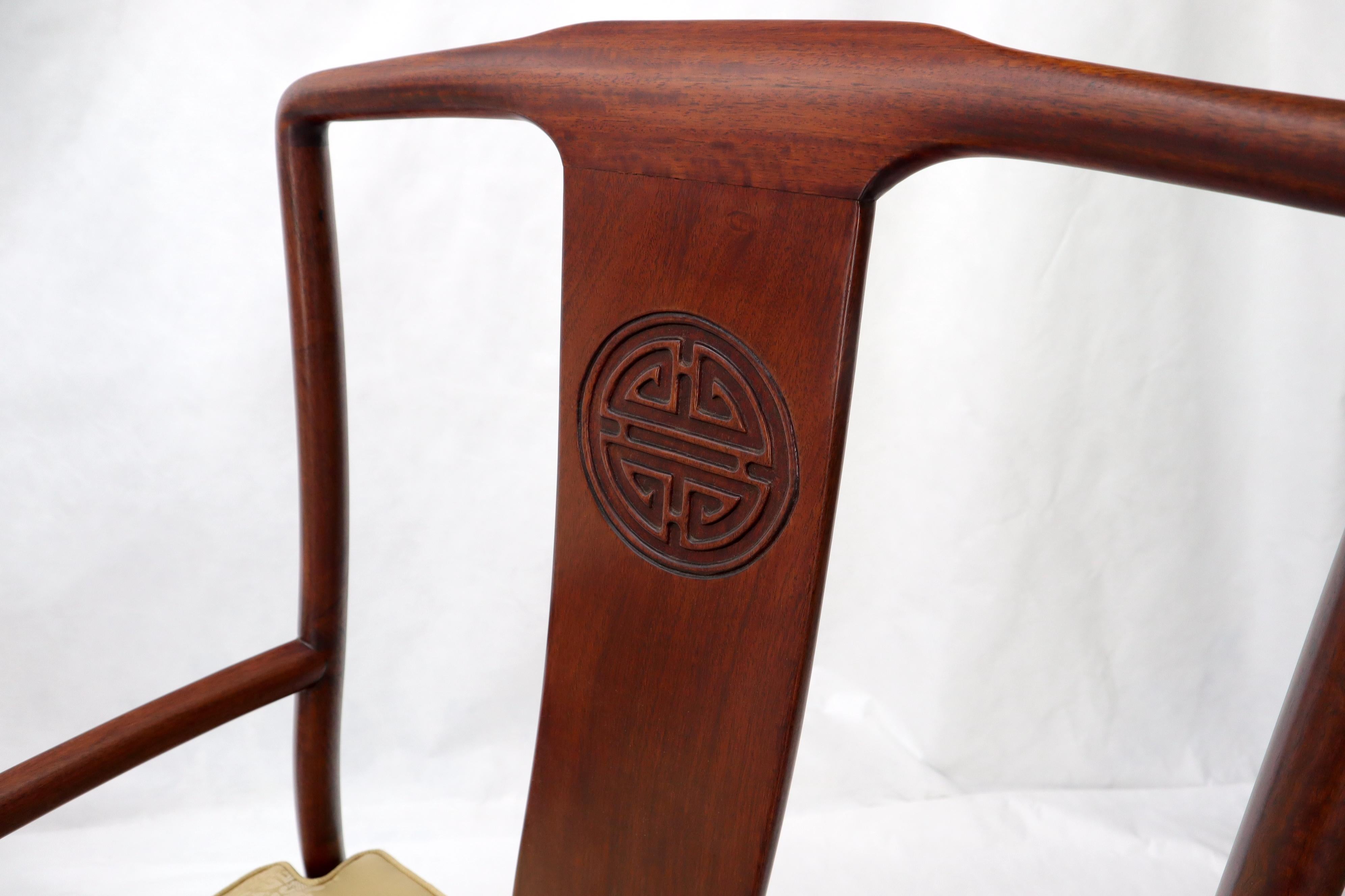 Set of 8 Solid Rosewood High Quality Chinese Asian Dining Room Chairs For Sale 3