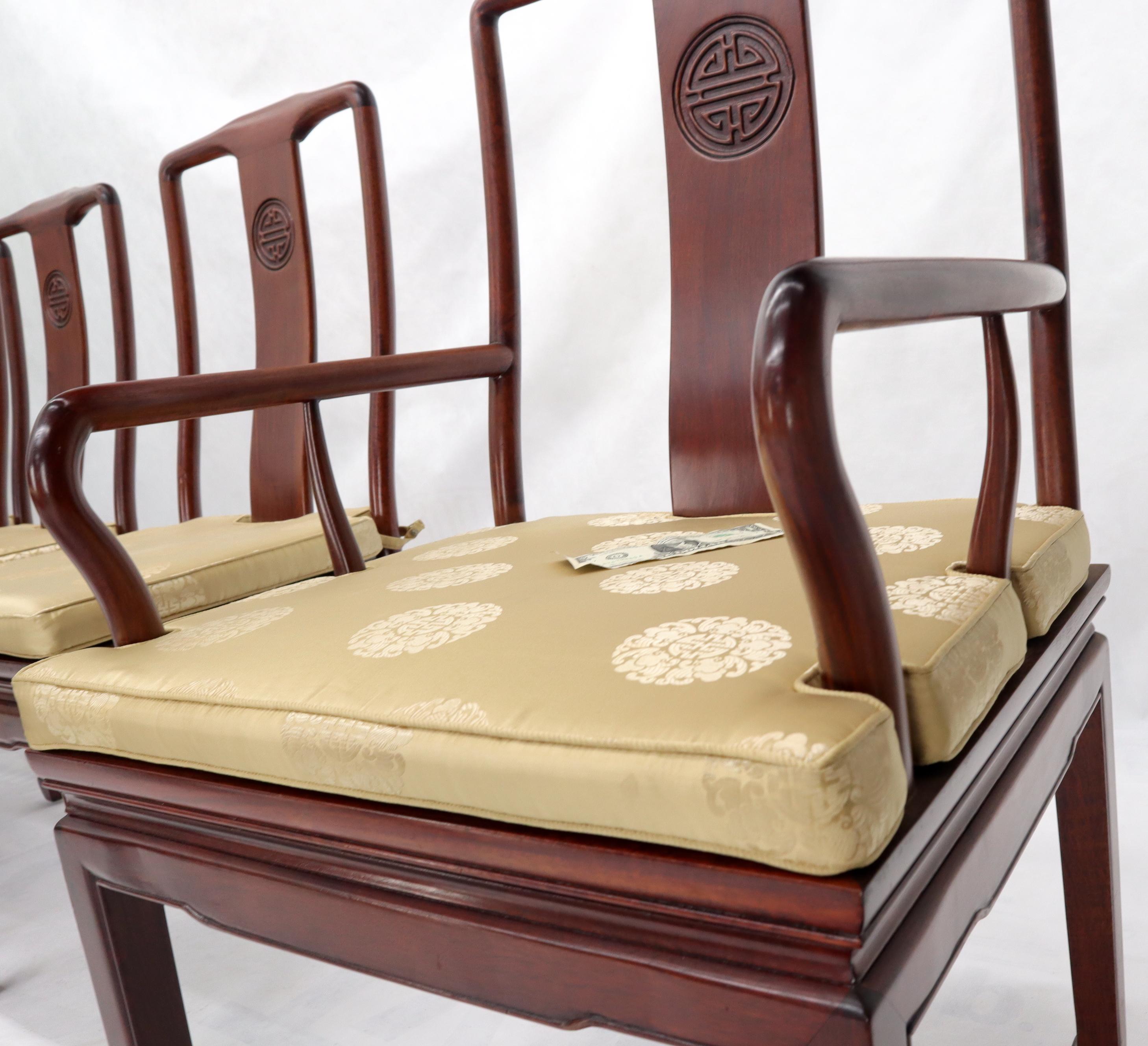 20th Century Set of 8 Solid Rosewood High Quality Chinese Asian Dining Room Chairs For Sale