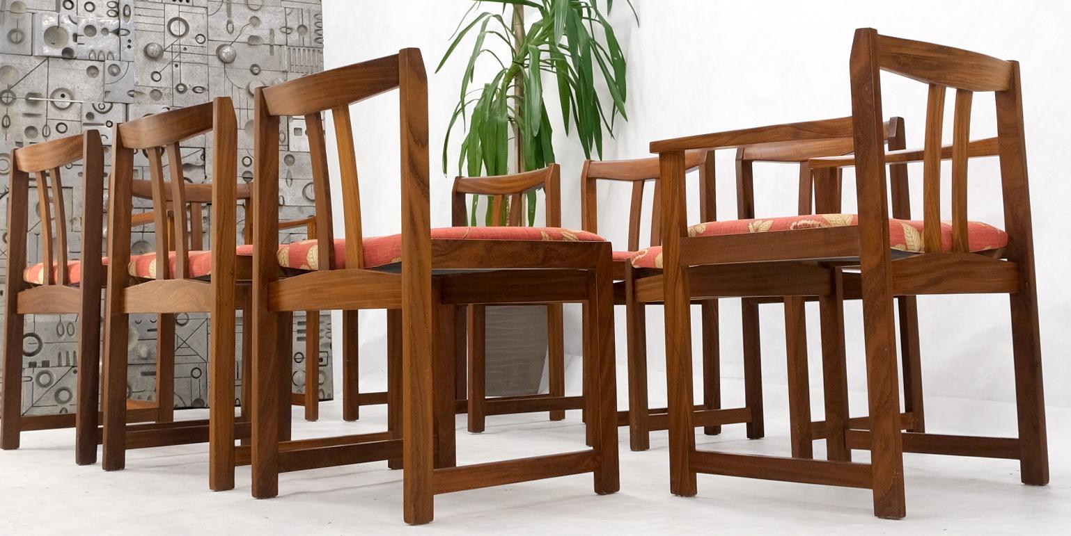 Set von 8 Esszimmerstühlen und Beistellstühlen aus massivem Rosenholz und rotem Leinenstoff (Lackiert) im Angebot