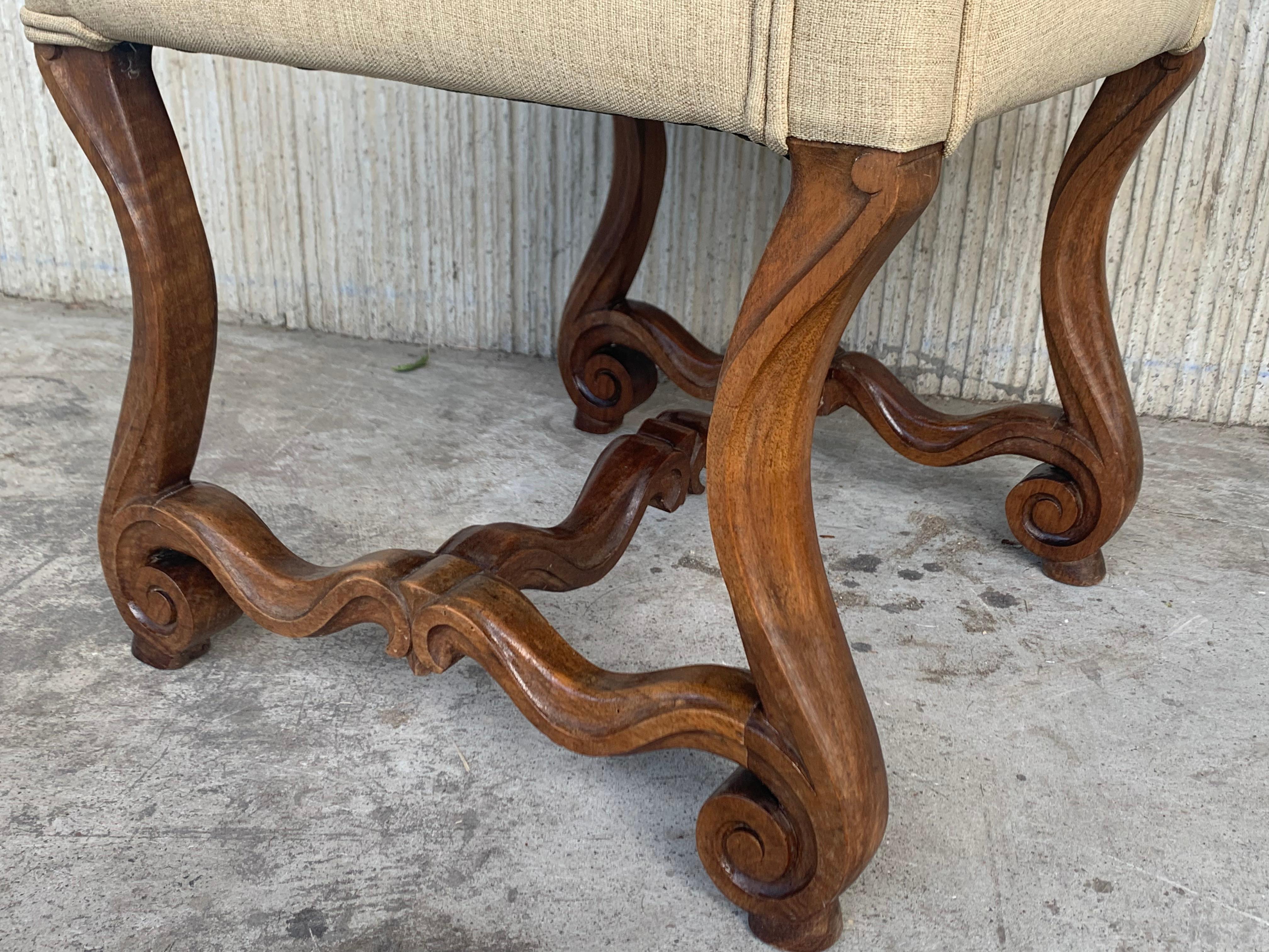 Set of  Eight Spanish Carved Walnut Dining Chairs For Sale 5