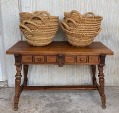 Set of 8 Spanish Woven Wicker Olive Grape Harvest Basket