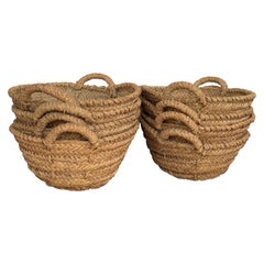 Set of 8 Spanish Woven Wicker Olive Grape Harvest Basket