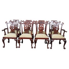 Juego de 8 Espectaculares Sillas de Comedor Chippendale de Caoba Maciza Elaboradamente Talladas