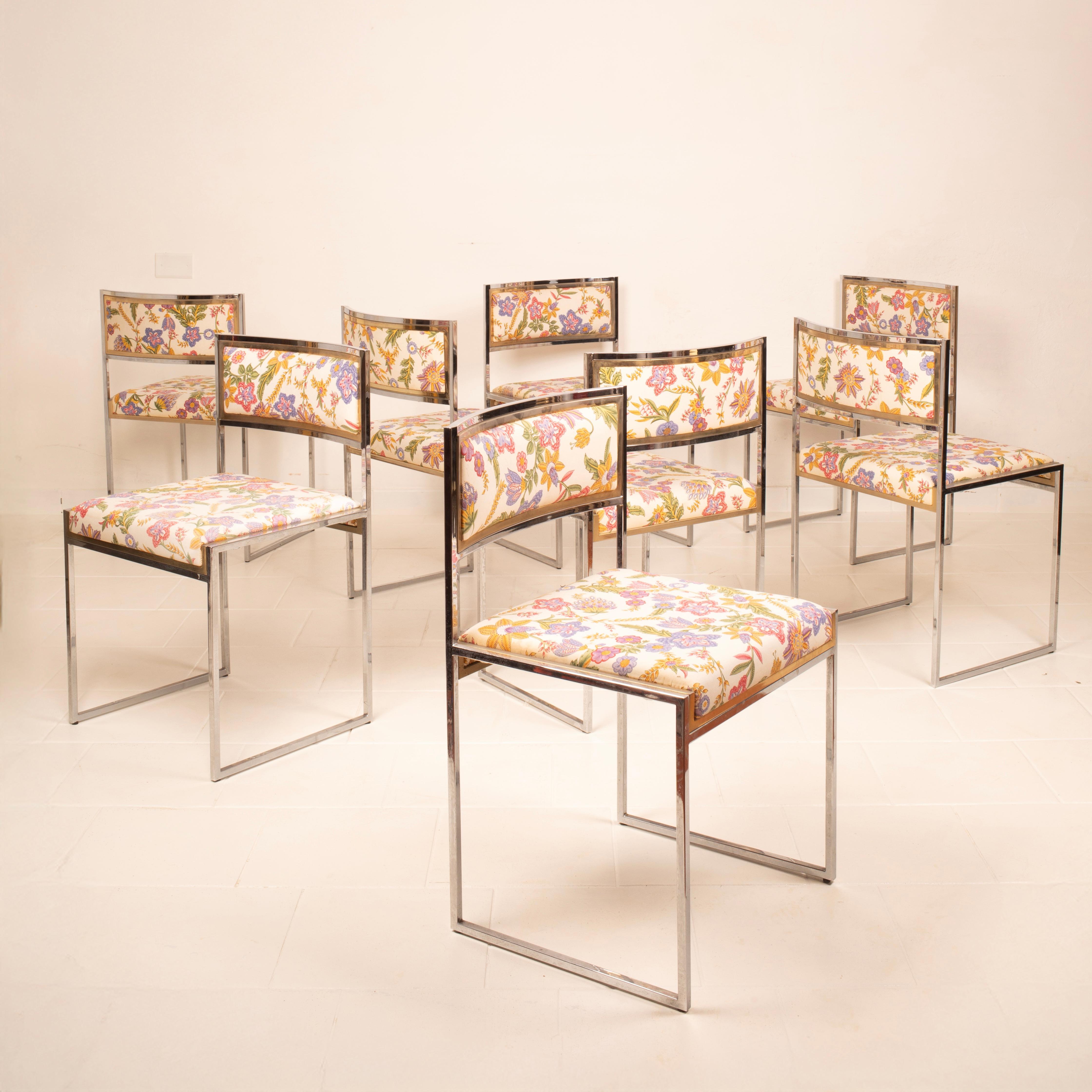 Satz von 8 SQ-AL Esszimmerstühlen von Willy Rizzo für Maison Willy Rizzo 1970 Satz von 2 im Angebot 3