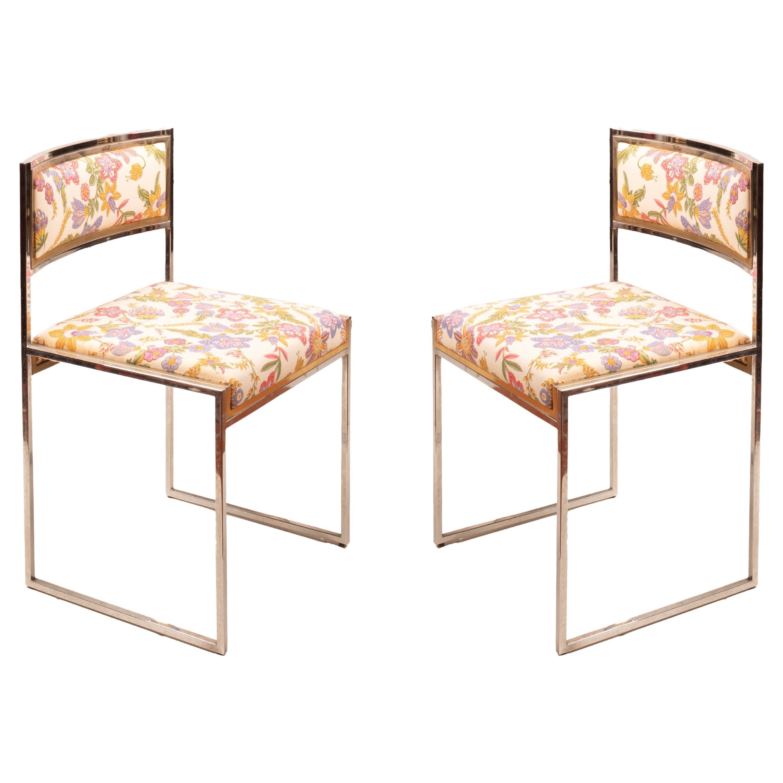 Satz von 8 SQ-AL Esszimmerstühlen von Willy Rizzo für Maison Willy Rizzo 1970 Satz von 2