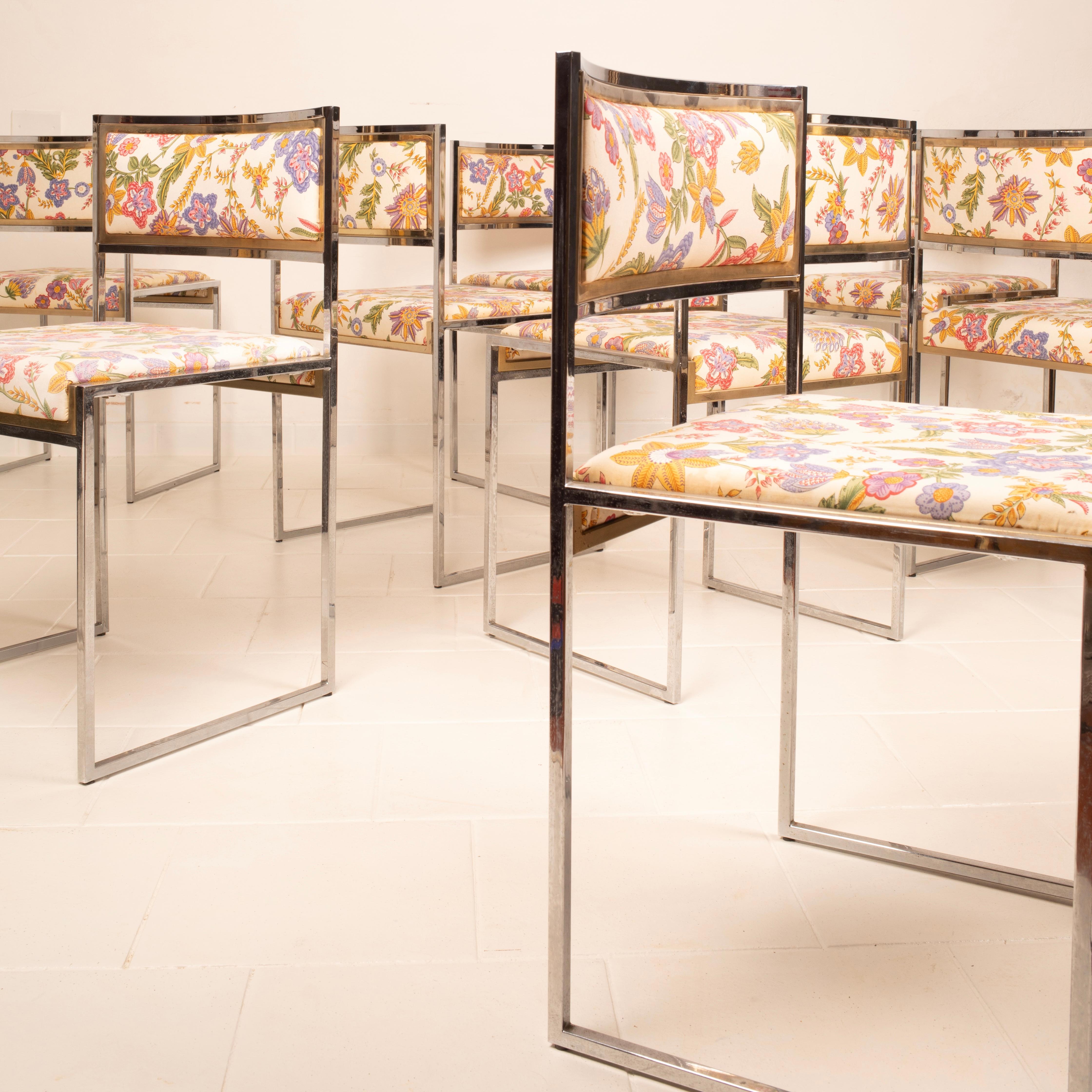 Satz von 8 SQ-AL Esszimmerstühlen von Willy Rizzo für Maison Willy Rizzo 1970 Satz von 4 im Angebot 9