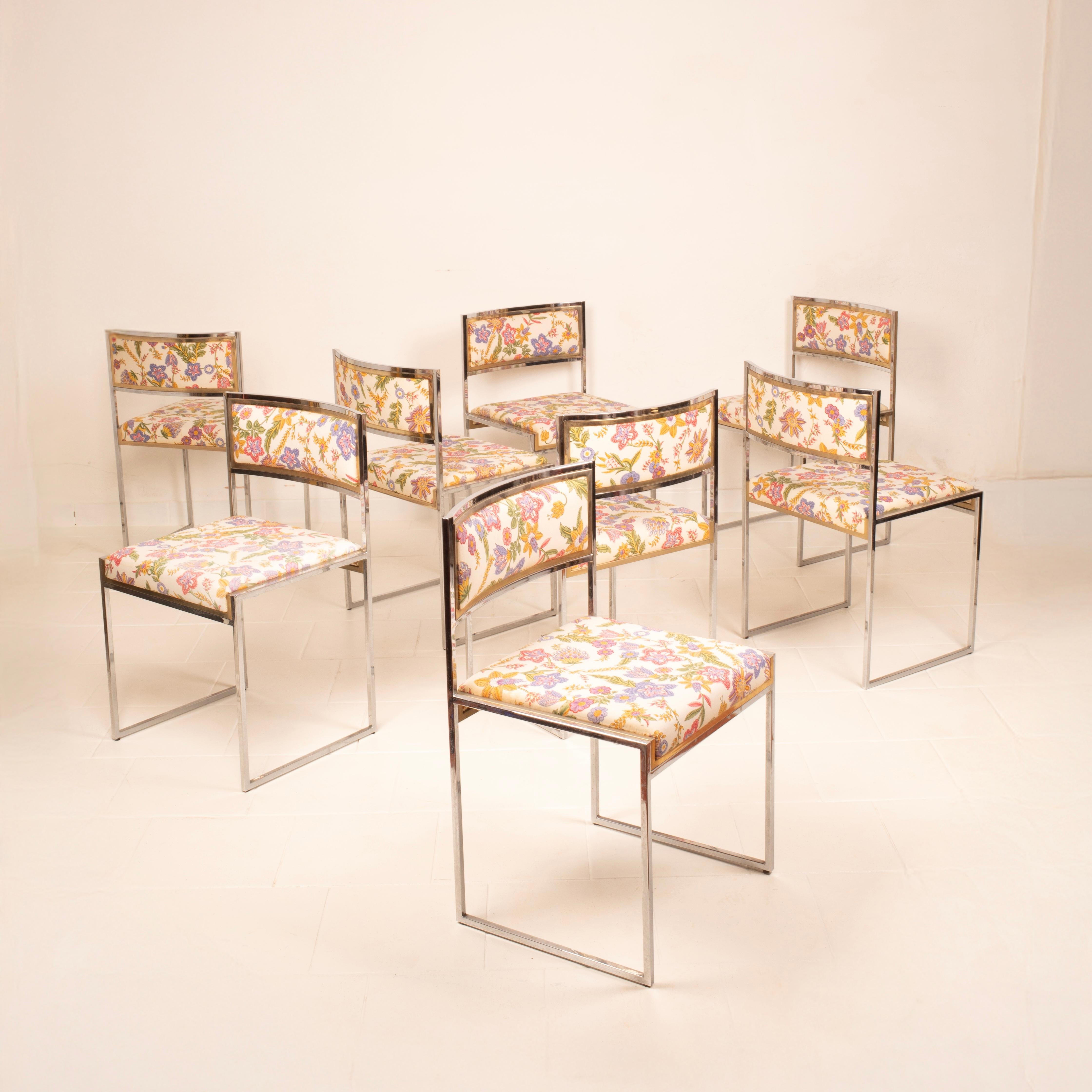 Satz von 8 SQ-AL Esszimmerstühlen von Willy Rizzo für Maison Willy Rizzo 1970 Satz von 4 im Angebot 12