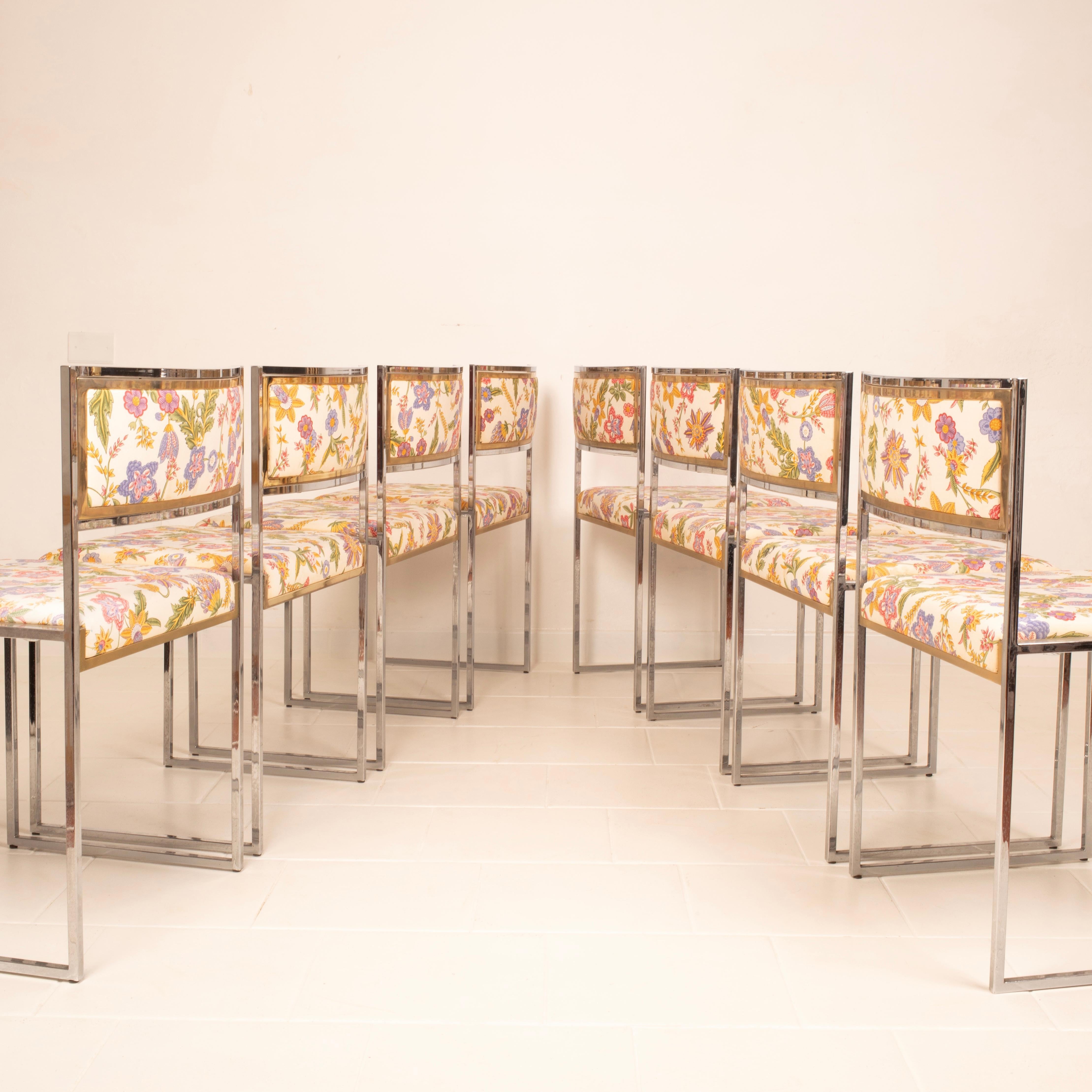 Satz von 8 SQ-AL Esszimmerstühlen von Willy Rizzo für Maison Willy Rizzo 1970 Satz von 6 im Angebot 3