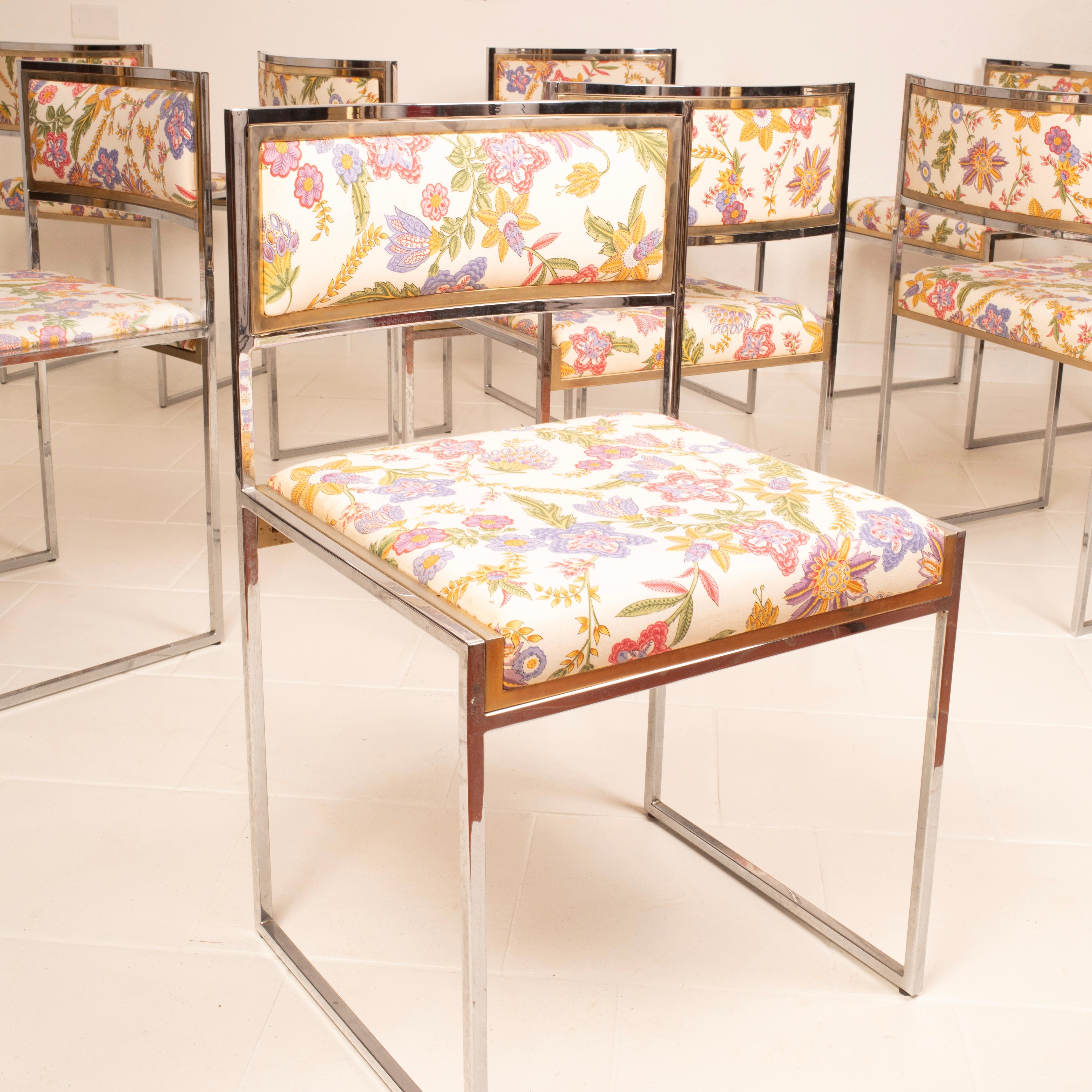 Satz von 8 SQ-AL Esszimmerstühlen von Willy Rizzo für Maison Willy Rizzo 1970 Satz von 6 im Angebot 13