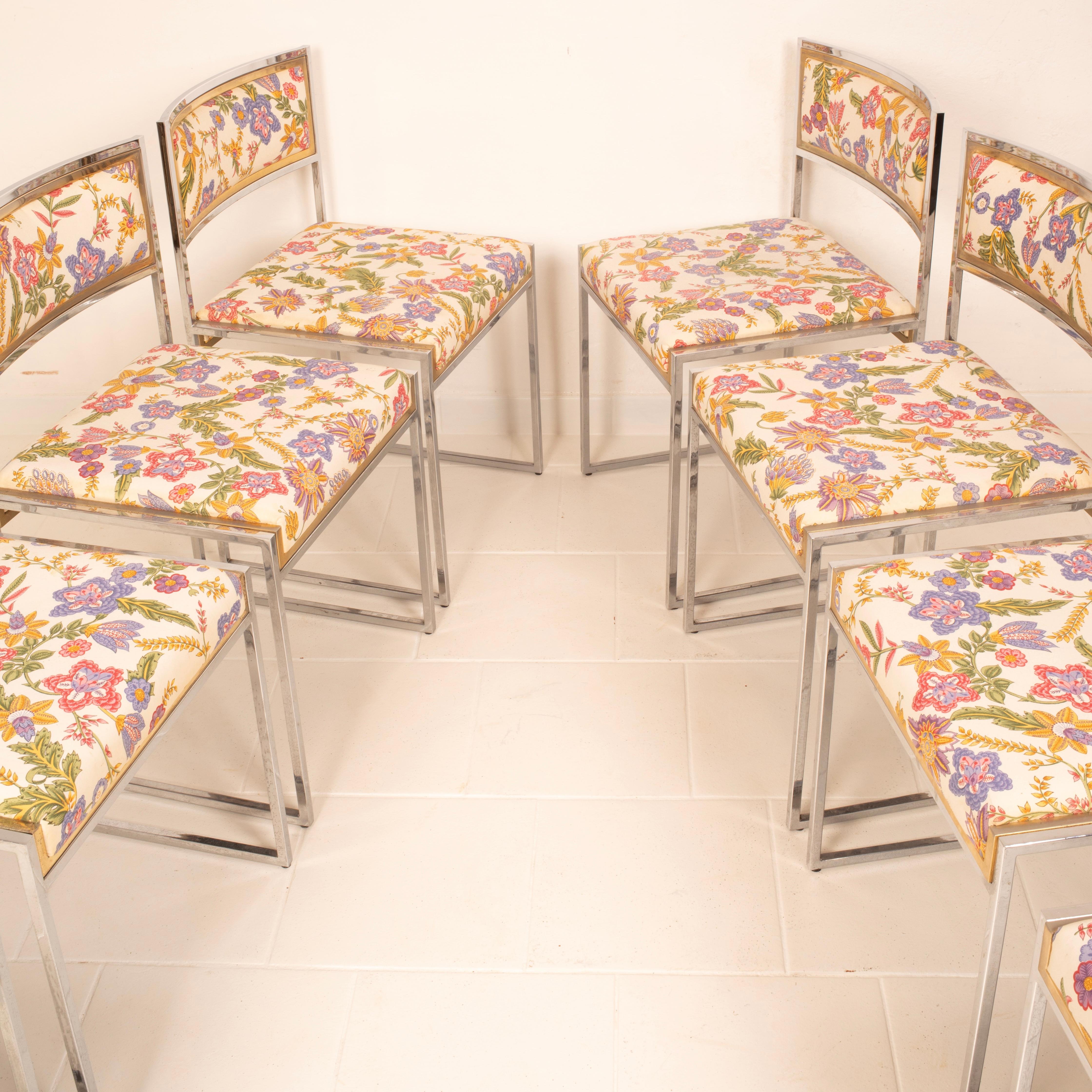 Satz von 8 SQ-AL Esszimmerstühlen von Willy Rizzo für Maison Willy Rizzo 1970 Satz von 6 (Late 20th Century) im Angebot