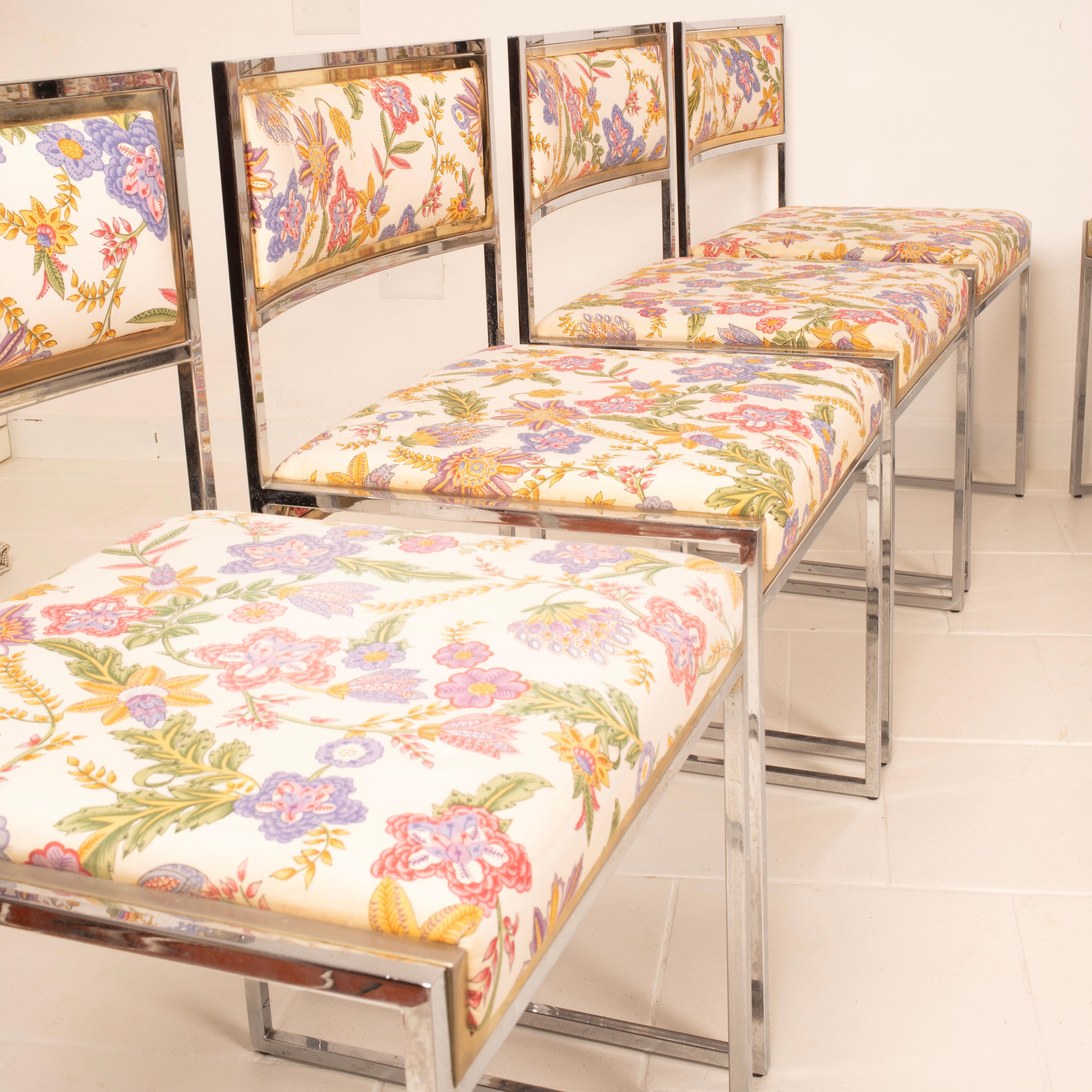 Satz von 8 SQ-AL Esszimmerstühlen von Willy Rizzo für Maison Willy Rizzo 1970 Satz von 6 im Angebot 1