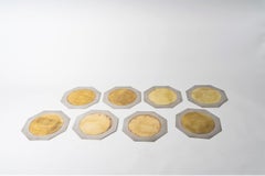 Set of 8 Steel & Patinated Brass Placemats by Romeo Rega, Italy, 1970's