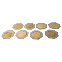 Set von 8 Stühlen aus Stahl und patiniertem Messing von Romeo Rega, Italien, 1970er Jahre