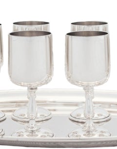 Set of 8 Sterling Silver Cordials & Tray
