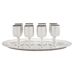 Vintage Set of 8 Sterling Silver Cordials & Tray