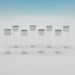Set of 8 Sterling Silver Novelty Shot Glasses / Butt Markers for Shooting, 2001