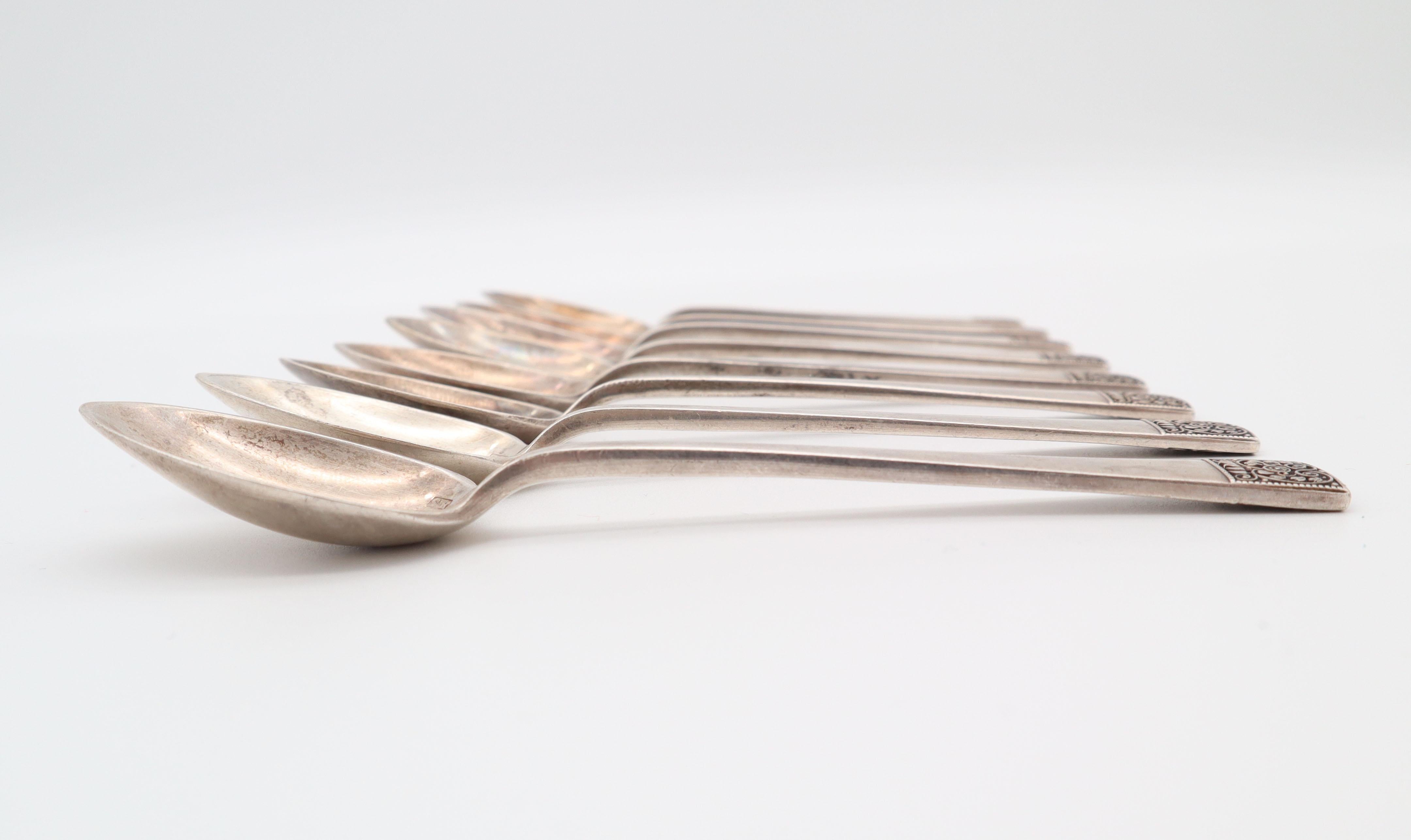 Set of 8 Sterling Silver Spoons, Attributed to Josef Hoffmann, Vienna ca. 1910 2