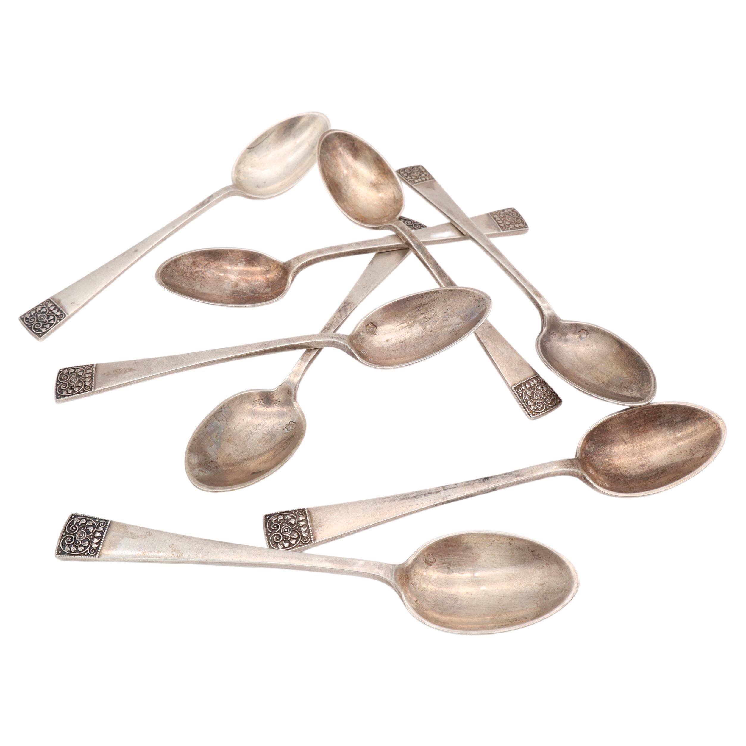 Set of 8 Sterling Silver Spoons, Attributed to Josef Hoffmann, Vienna ca. 1910