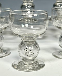 Set of 8 Stevens & Williams Blown Crystal Cocktail Glasses w/ Dice Connectors