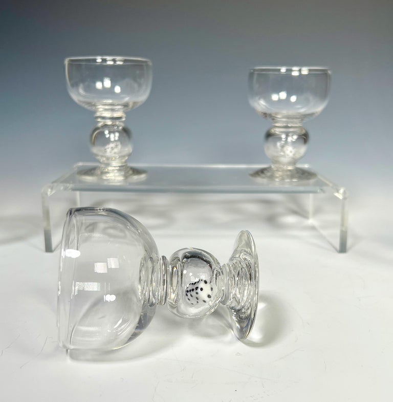 Early 20th Century Set of 8 Stevens & Williams Blown Crystal Cocktail Glasses w/ Dice Connectors For Sale