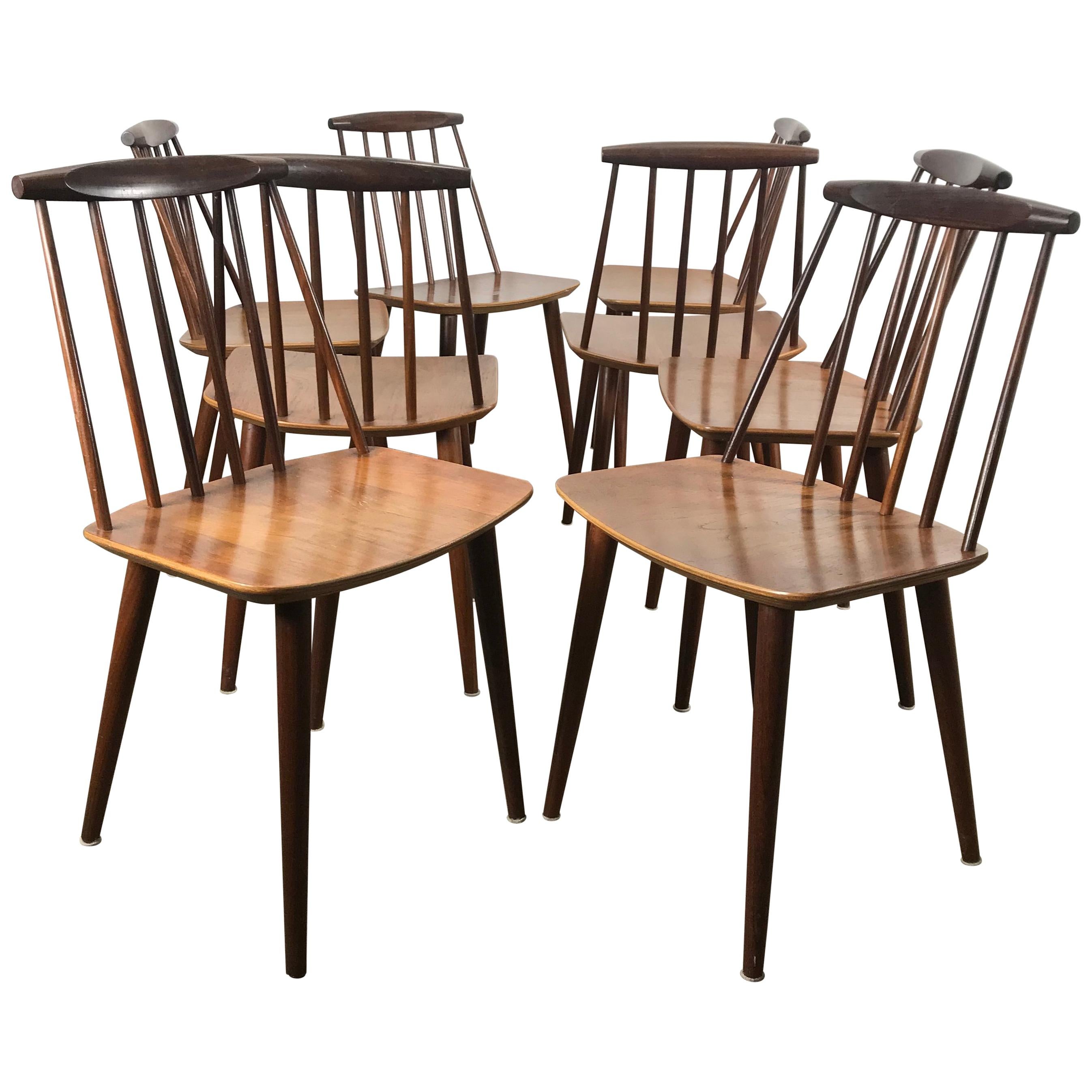 Set of 8 Stick Chairs Denmark, Mobler J77, Folke Palsson for FDB Mobler