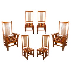 Set of 8 Stickley 1989 Mission Spindle Frank Lloyd Wright Style Dining Chairs