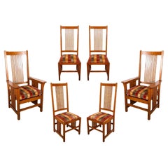 Retro Set of 8 Stickley 1989 Mission Spindle Frank Lloyd Wright Style Dining Chairs