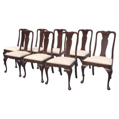 Set of 8 Stickley Queen Anne Anniversary Cherry Dining Chairs, circa 1989