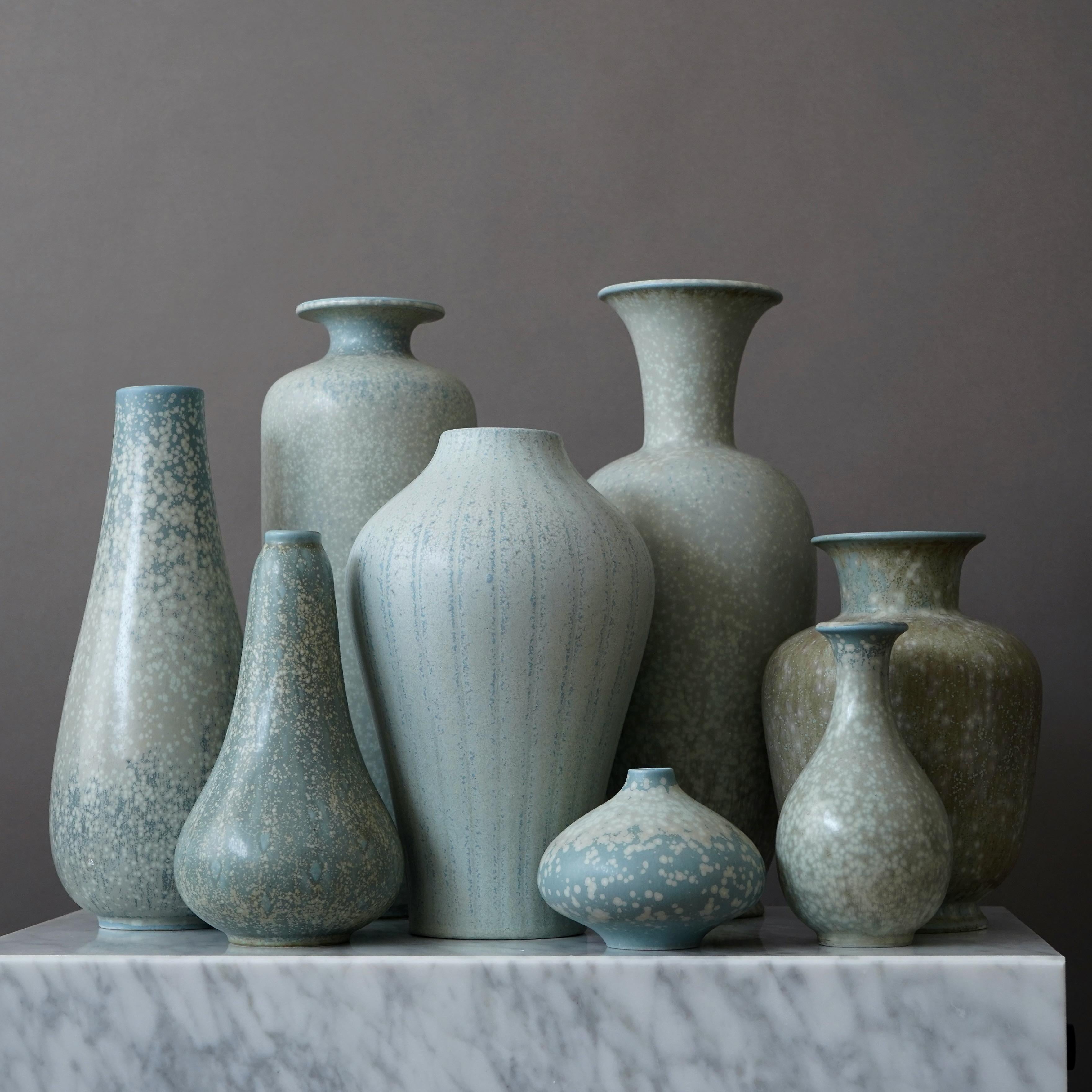20th Century Set of 8 Stoneware Vases by Gunnar Nylund for Rorstrand, Sweden, 1950s For Sale